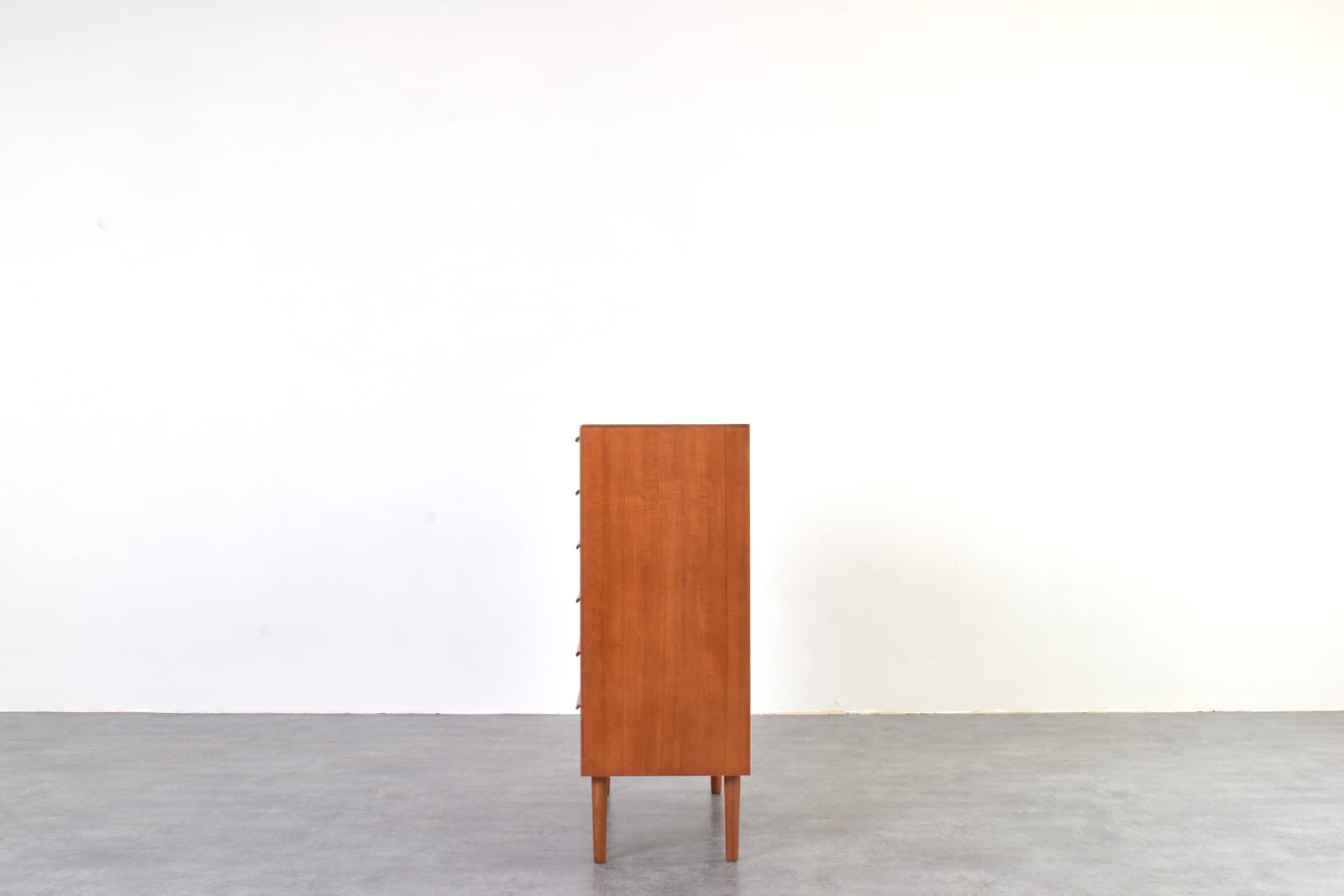 Komoda op-art, teak brązowy biały pomarańczowy, Dania, lata 60. - 353155