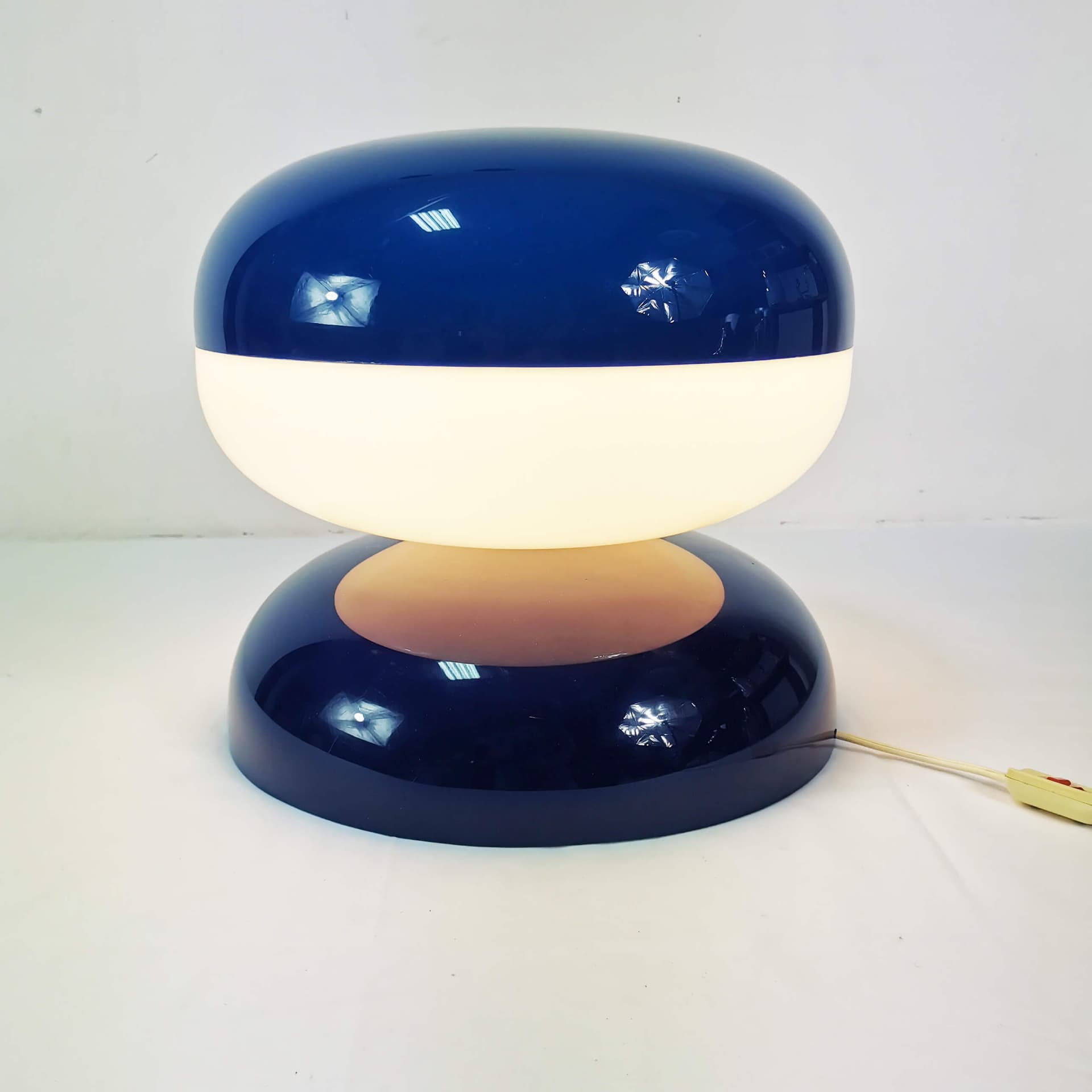 Lampa stołowa Space Age, niebieski biały, plastik, Niemcy, lata 60. - 353207