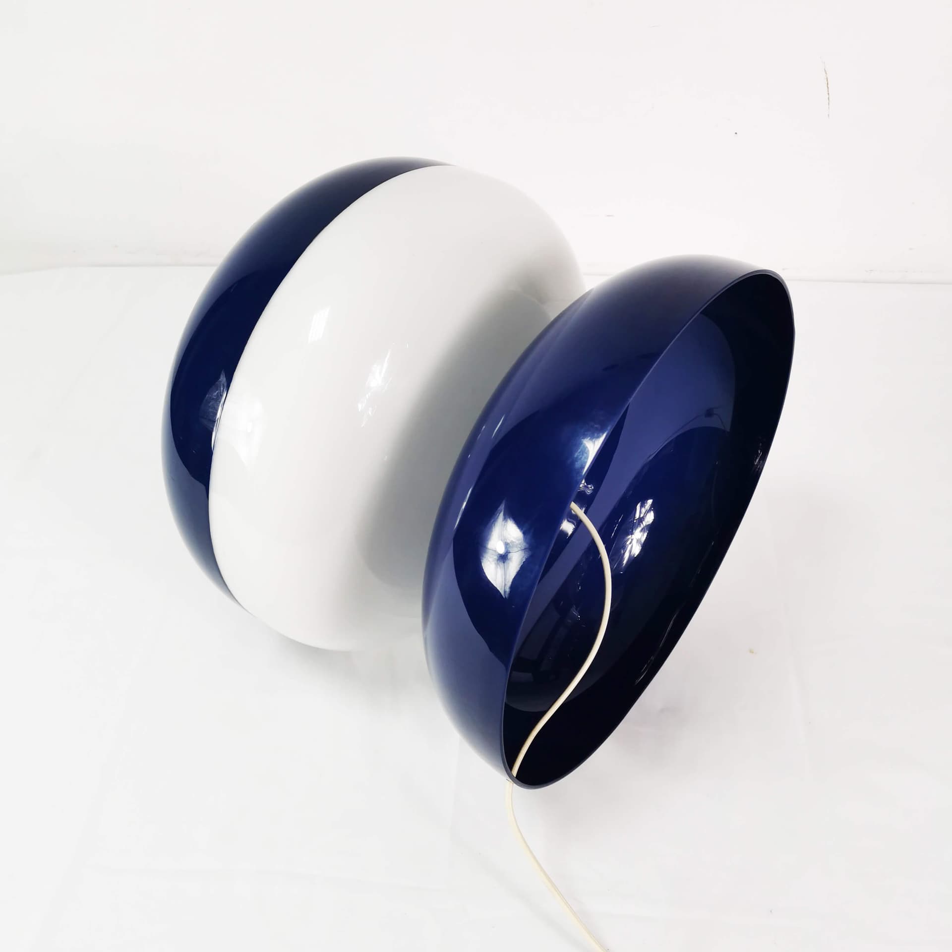 Lampa stołowa Space Age, niebieski biały, plastik, Niemcy, lata 60. - 353217
