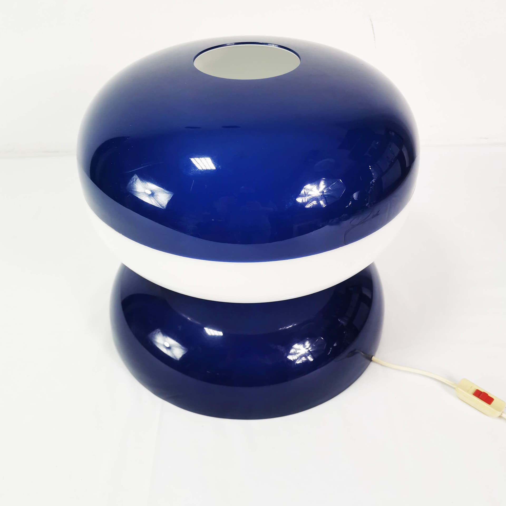 Lampa stołowa Space Age, niebieski biały, plastik, Niemcy, lata 60. - 353210
