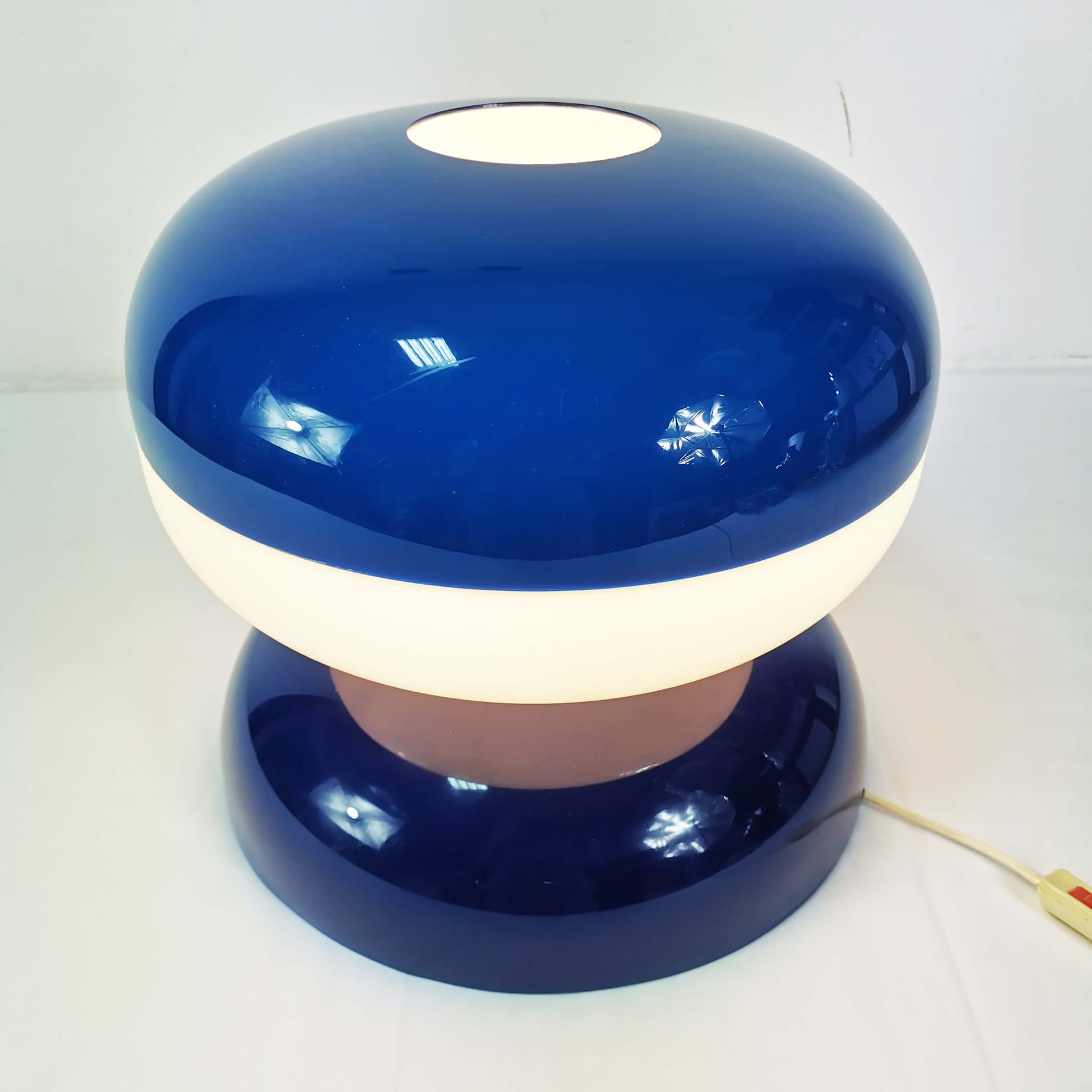 Lampa stołowa Space Age, niebieski biały, plastik, Niemcy, lata 60. - 353208