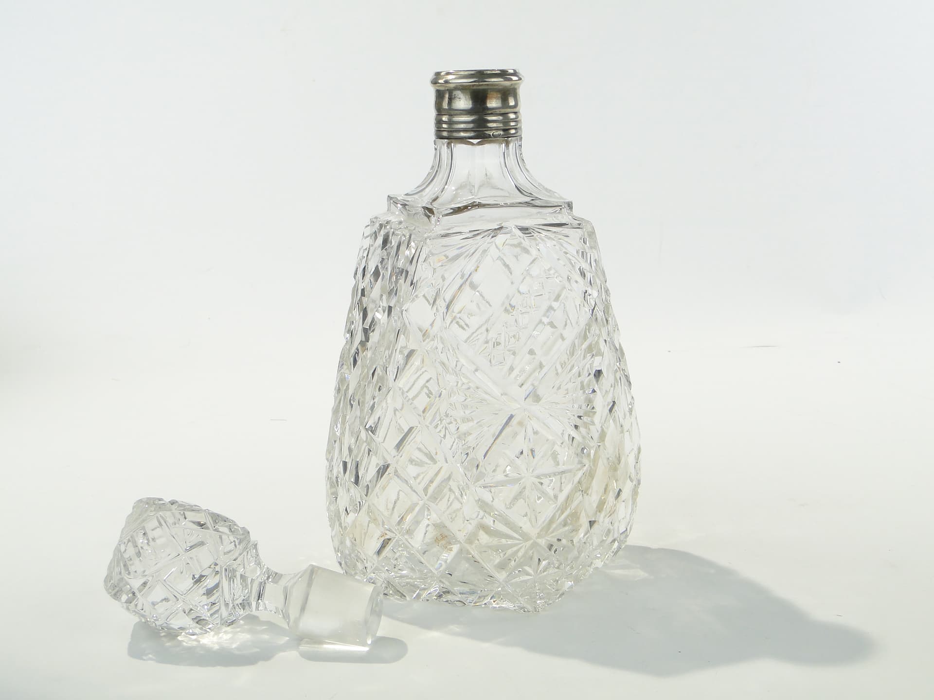 Whisky decanter, transparent crystal, silver, Italy, 1950s - 353269