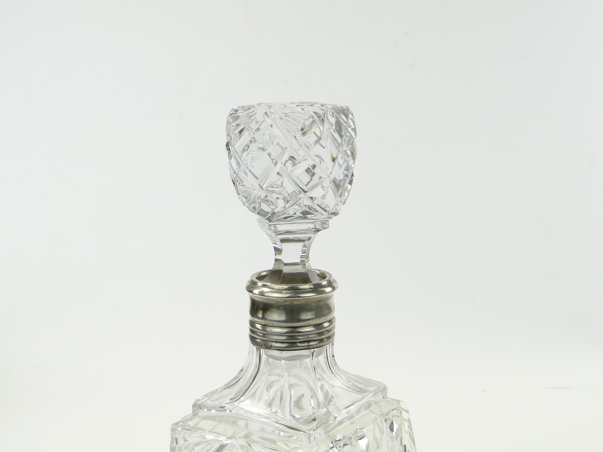 Whisky decanter, transparent crystal, silver, Italy, 1950s - 353272