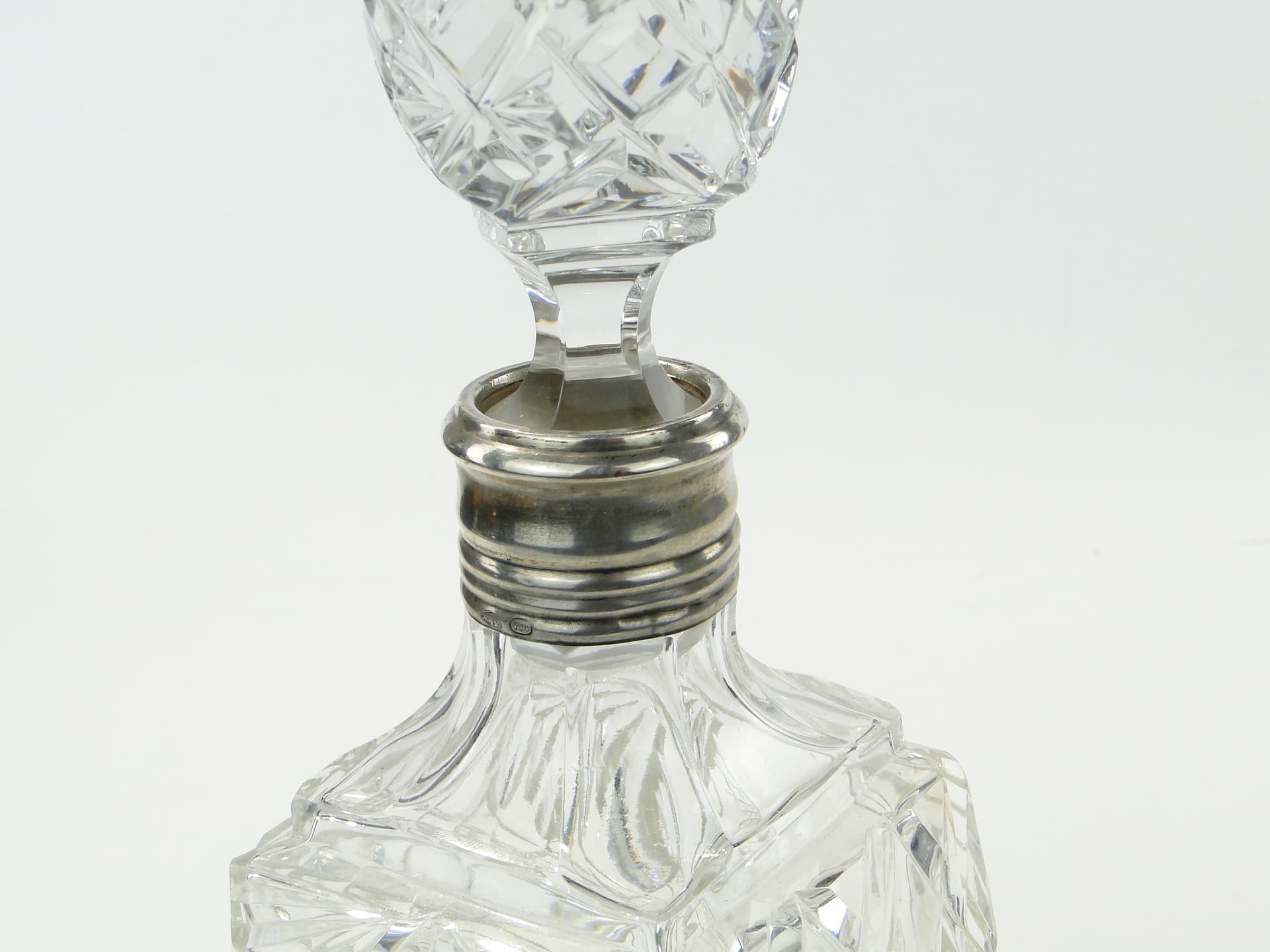 Whisky decanter, transparent crystal, silver, Italy, 1950s - 353273