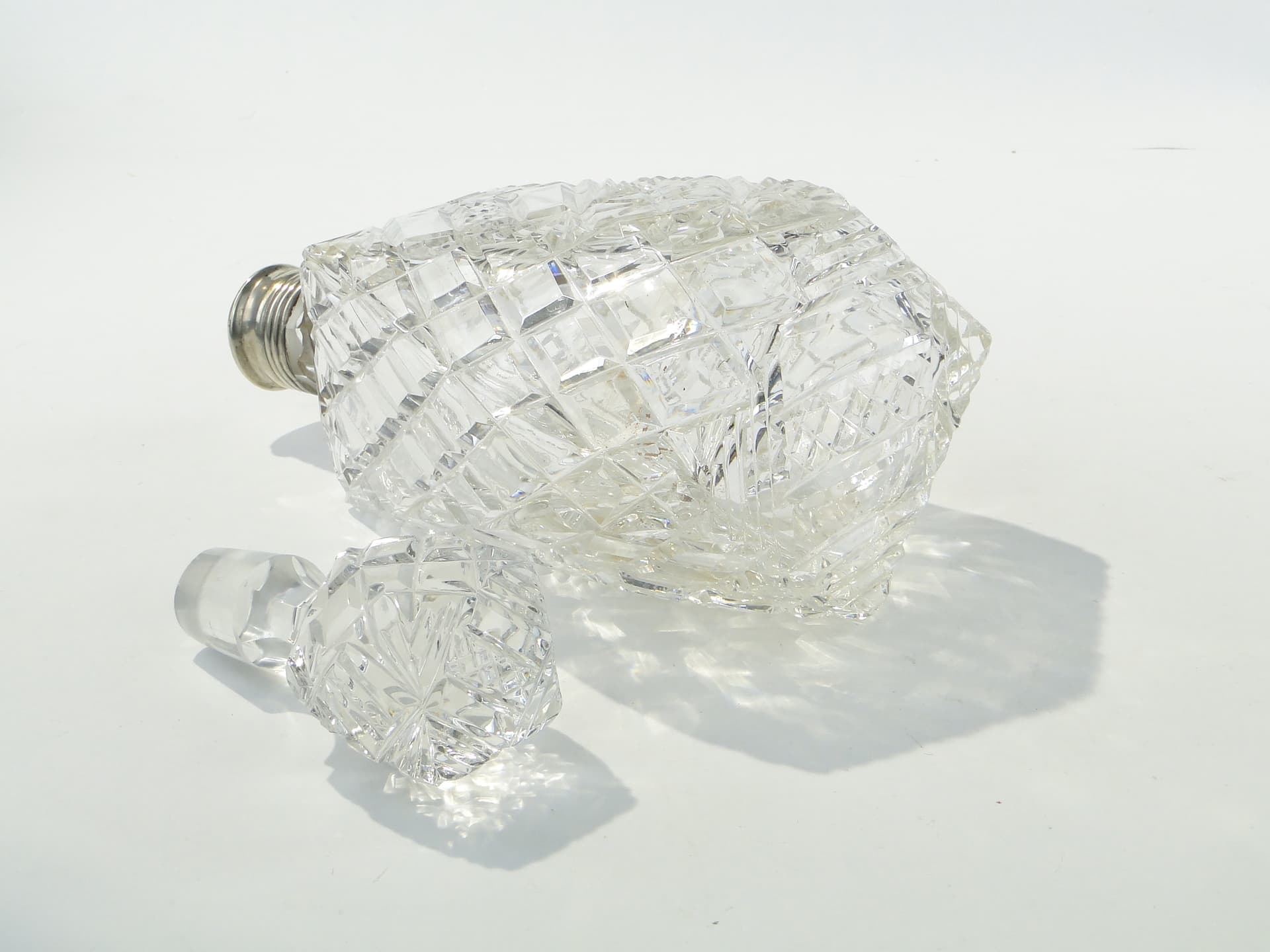 Whisky decanter, transparent crystal, silver, Italy, 1950s - 353271