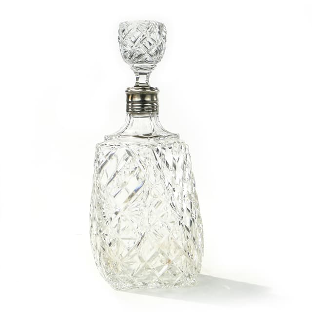 Whisky decanter, transparent crystal, silver, Italy, 1950s - DIMENSION