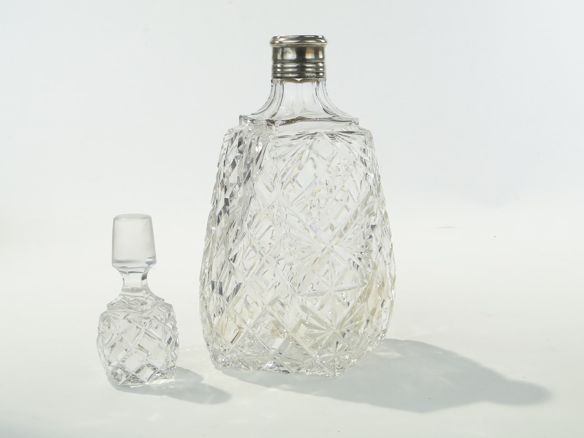 Whisky decanter, transparent crystal, silver, Italy, 1950s - 353270