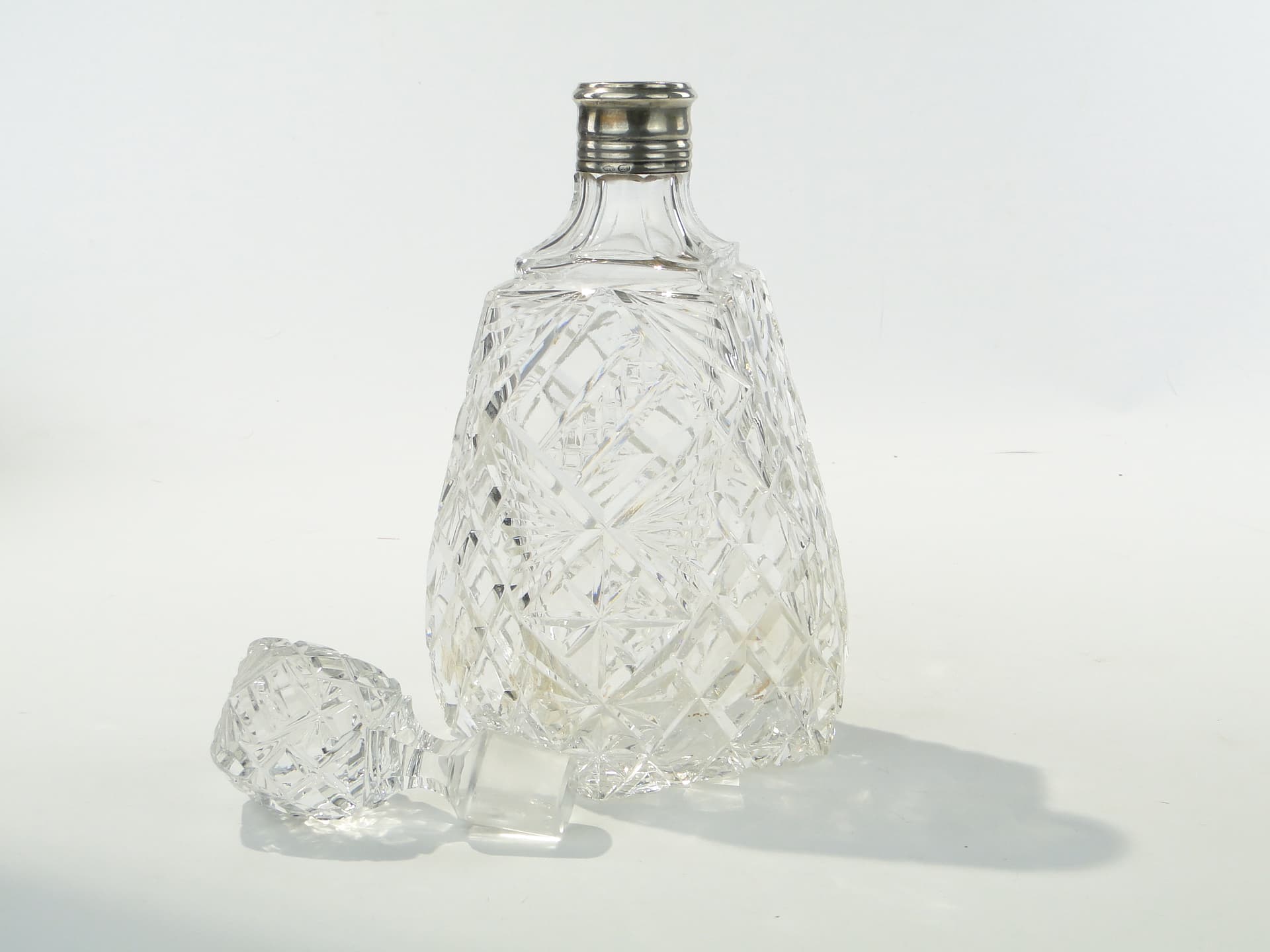 Whisky decanter, transparent crystal, silver, Italy, 1950s - 353275