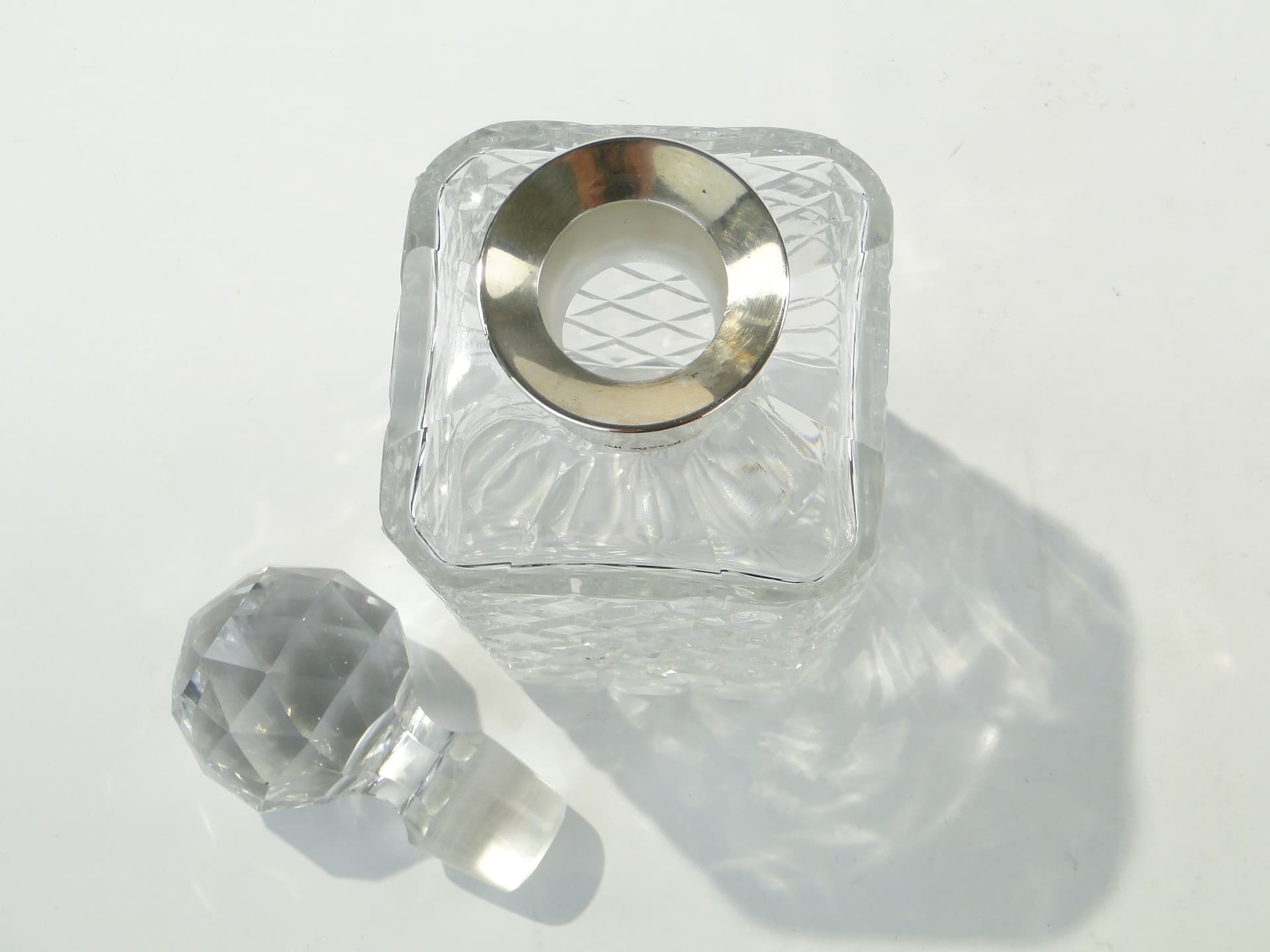 Whisky decanter, clear crystal, silver, Sweden, 1950s - 353281