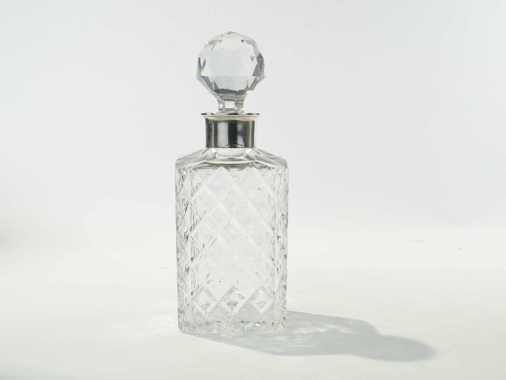 Whisky decanter, clear crystal, silver, Sweden, 1950s - 353286