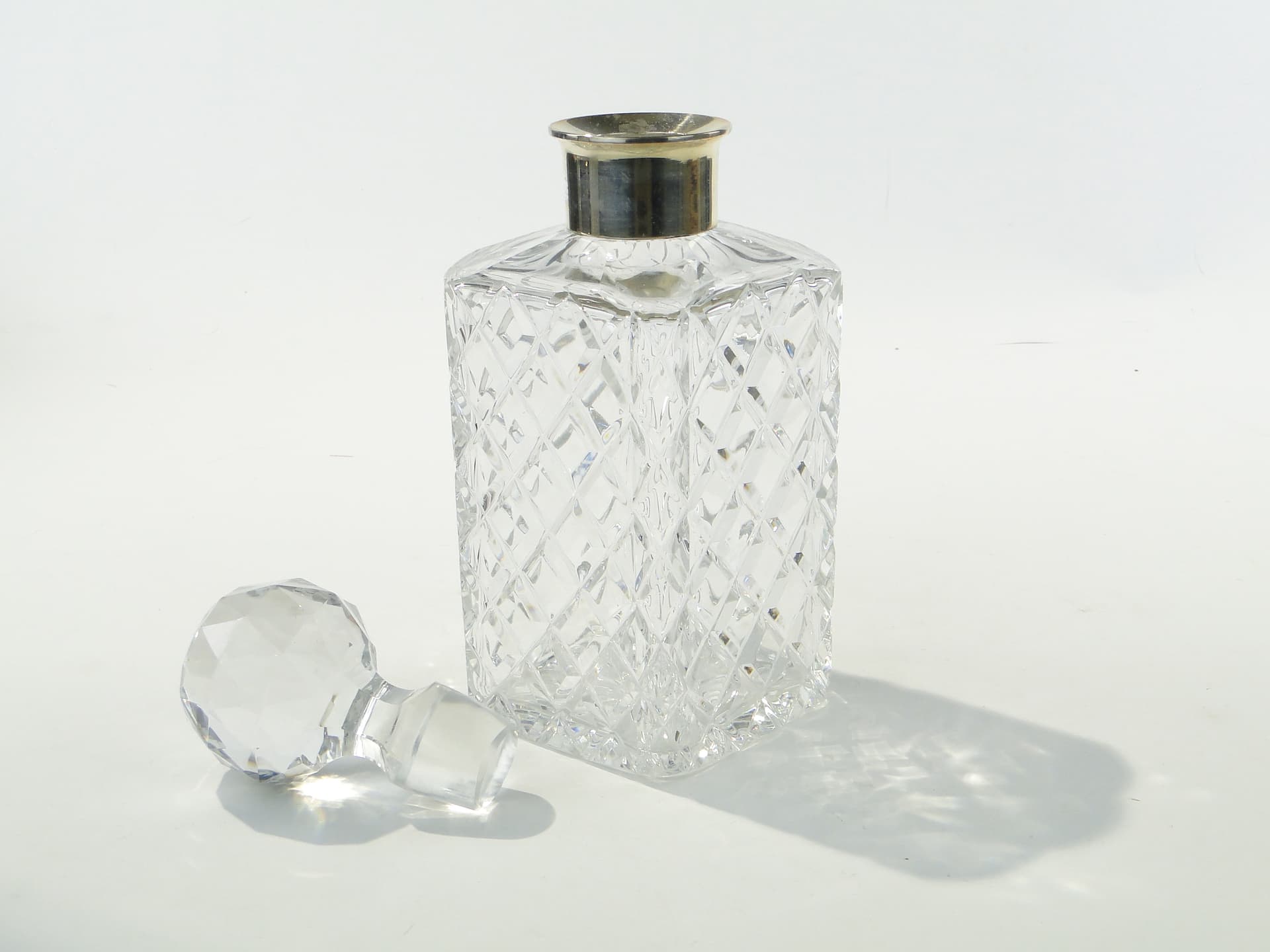 Whisky decanter, clear crystal, silver, Sweden, 1950s - 353279