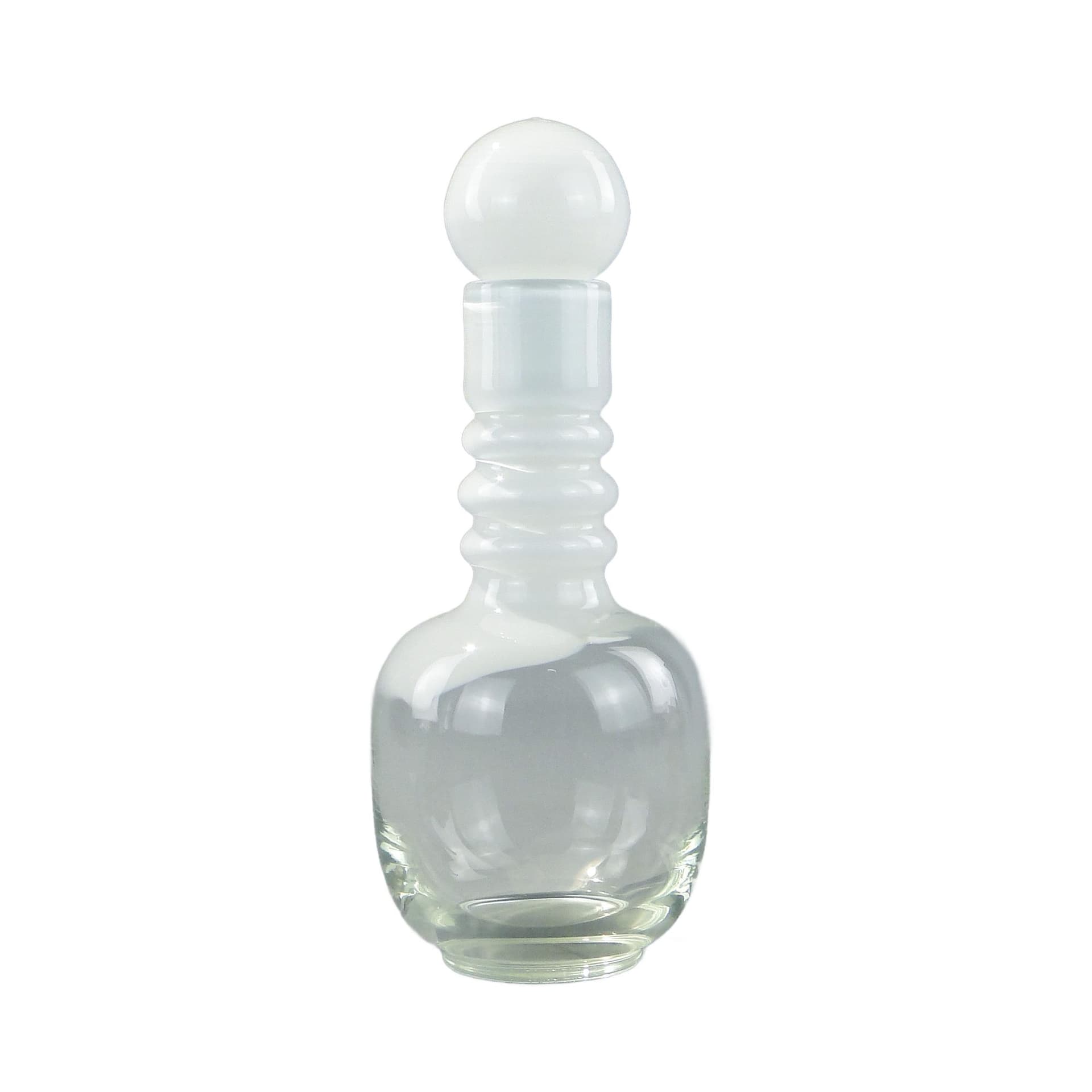 Carafe, transparent white glass, by J. Słuczan-Orkusz, Poland, 1980s.