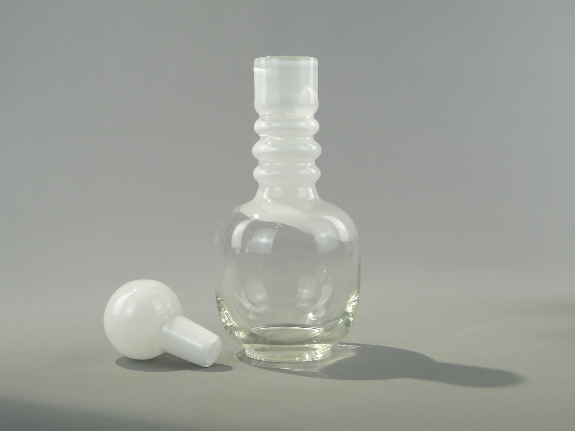 Carafe, transparent white glass, by J. Słuczan-Orkusz, Poland, 1980s. - 353295