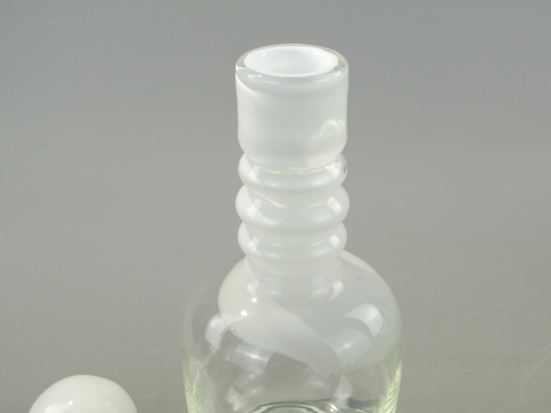 Carafe, transparent white glass, by J. Słuczan-Orkusz, Poland, 1980s. - 353294