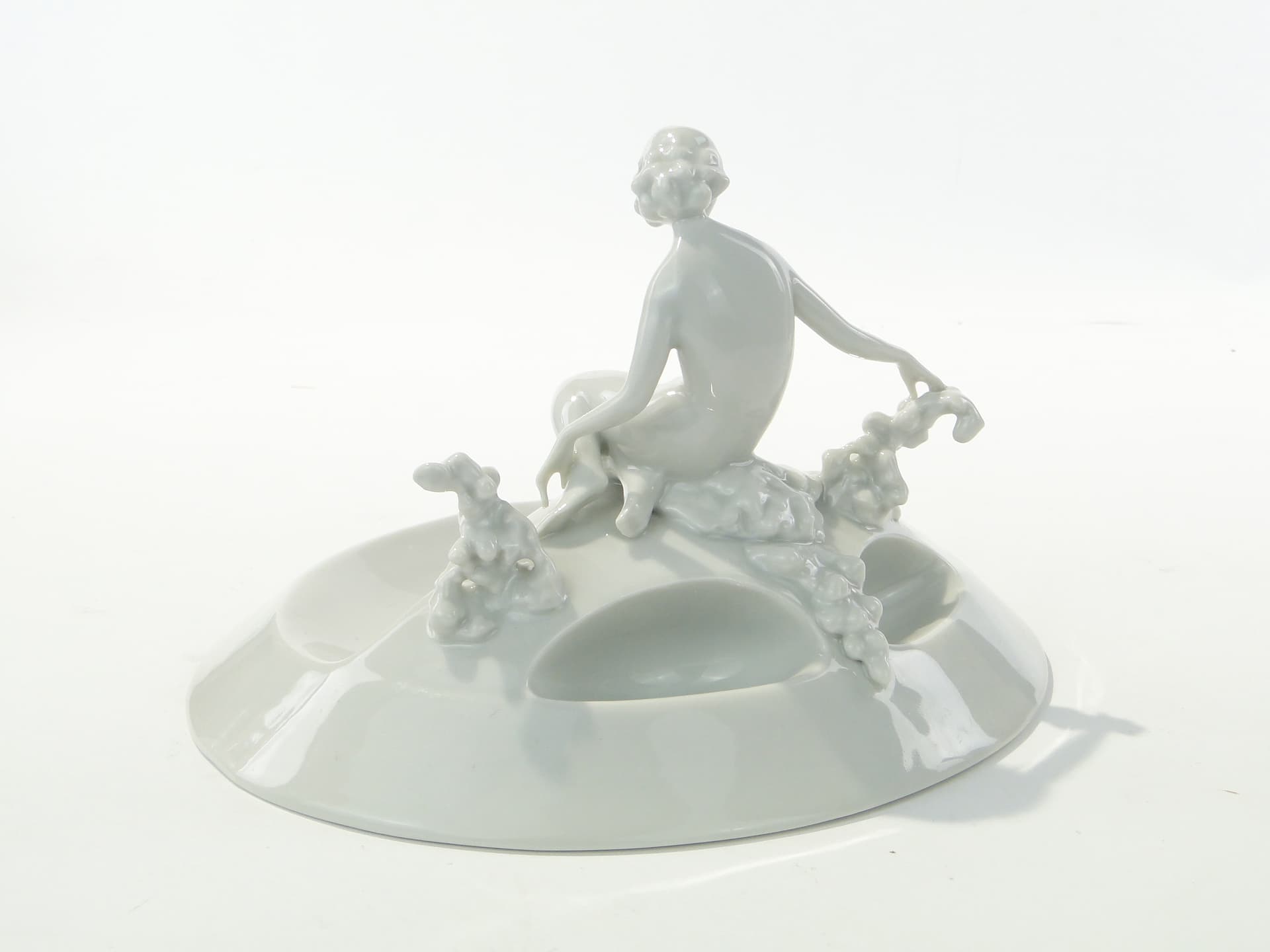 Przybornik gabinetowy Wiosna, biały, porcelana, proj. F. Kalfas, Ćmielów, Polska, lata 40. - 353318