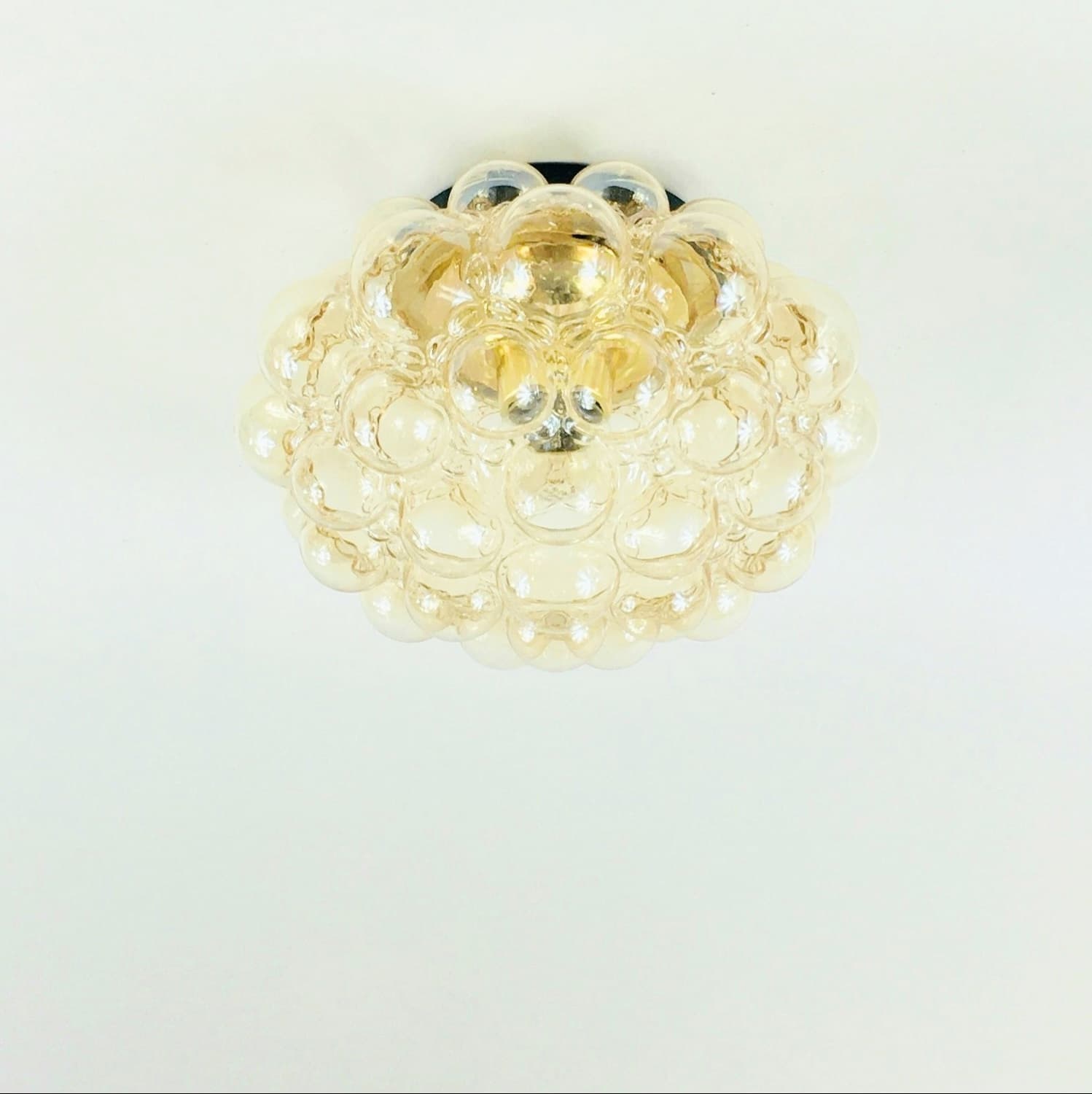 Ceiling Lamp Bubble, light amber glass, by H. Tynell, Limburg, Germany, 1970s. - 353422