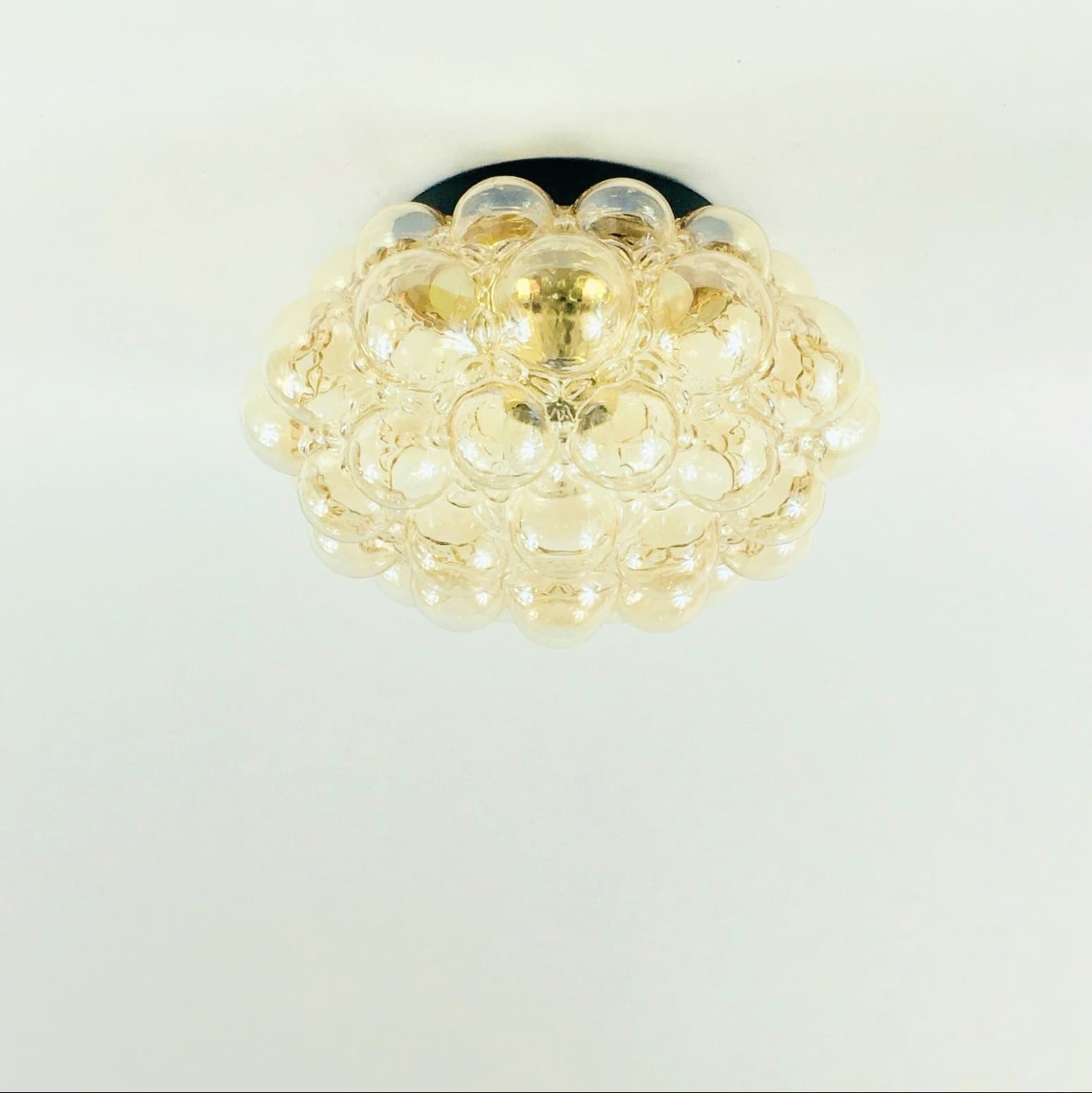 Ceiling Lamp Bubble, light amber glass, by H. Tynell, Limburg, Germany, 1970s. - 353423