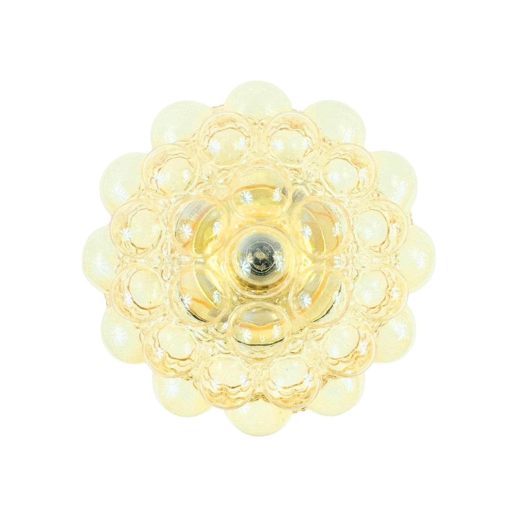 Ceiling Lamp Bubble, light amber glass, by H. Tynell, Limburg, Germany, 1970s.