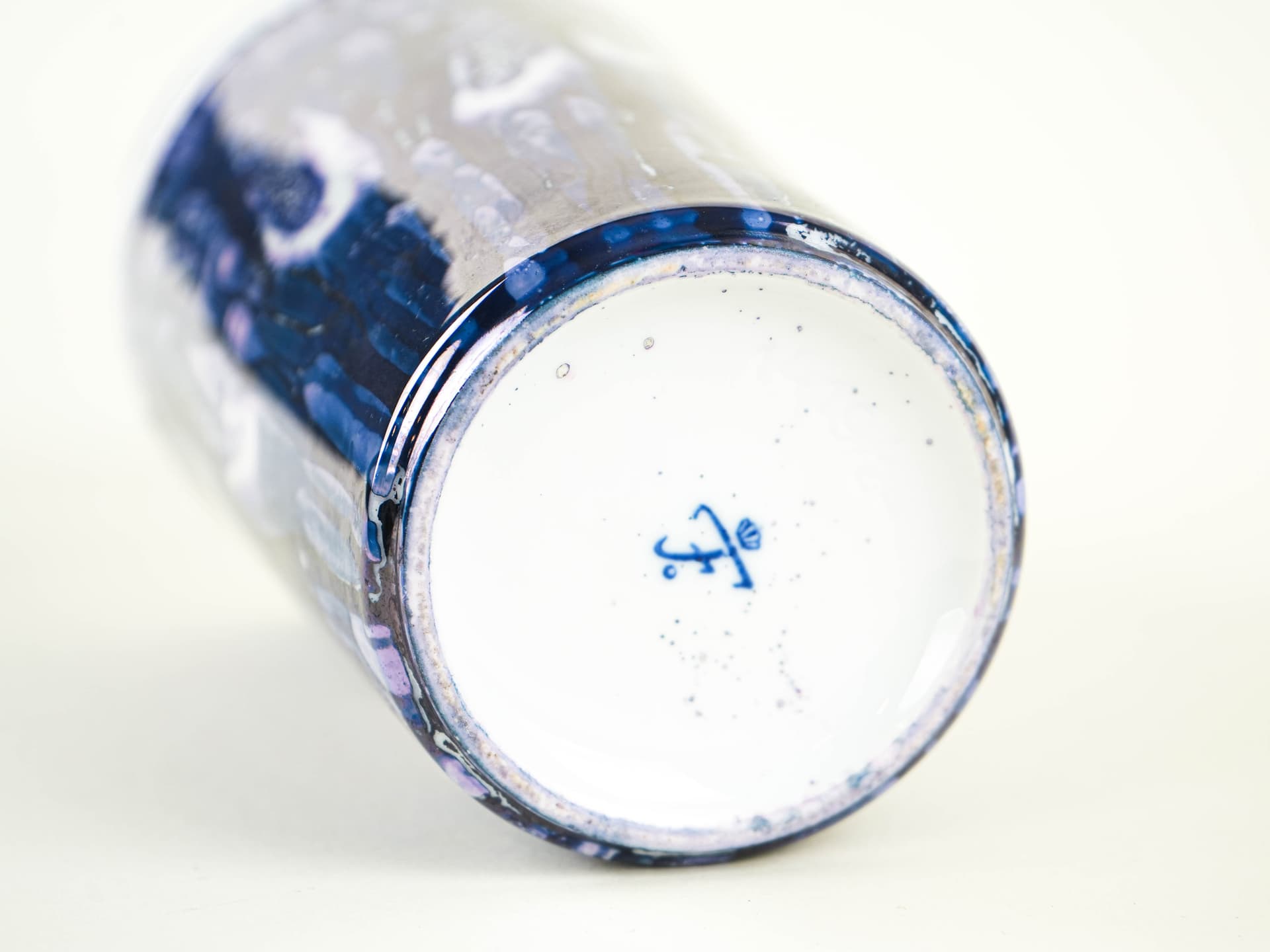 Wazon, niebieski fioletowy biały, porcelana, Europa, lata 70. - 353538