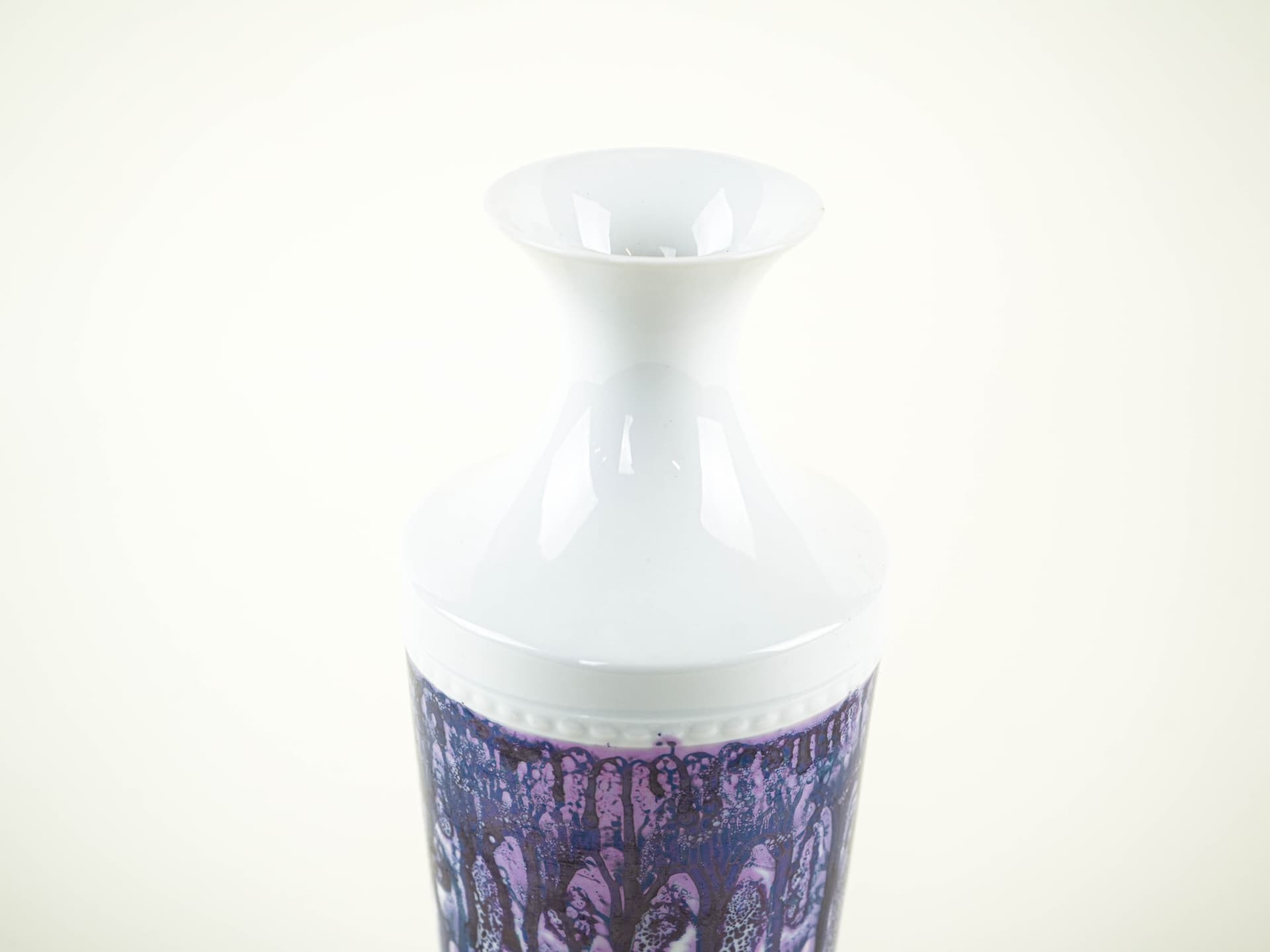 Wazon, niebieski fioletowy biały, porcelana, Europa, lata 70. - 353535