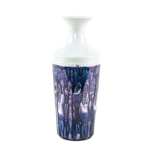 Wazon, niebieski fioletowy biały, porcelana, Europa, lata 70. - WYMIARY