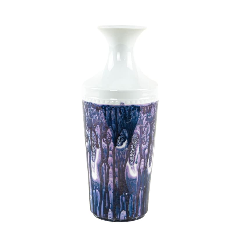 Wazon, niebieski fioletowy biały, porcelana, Europa, lata 70.