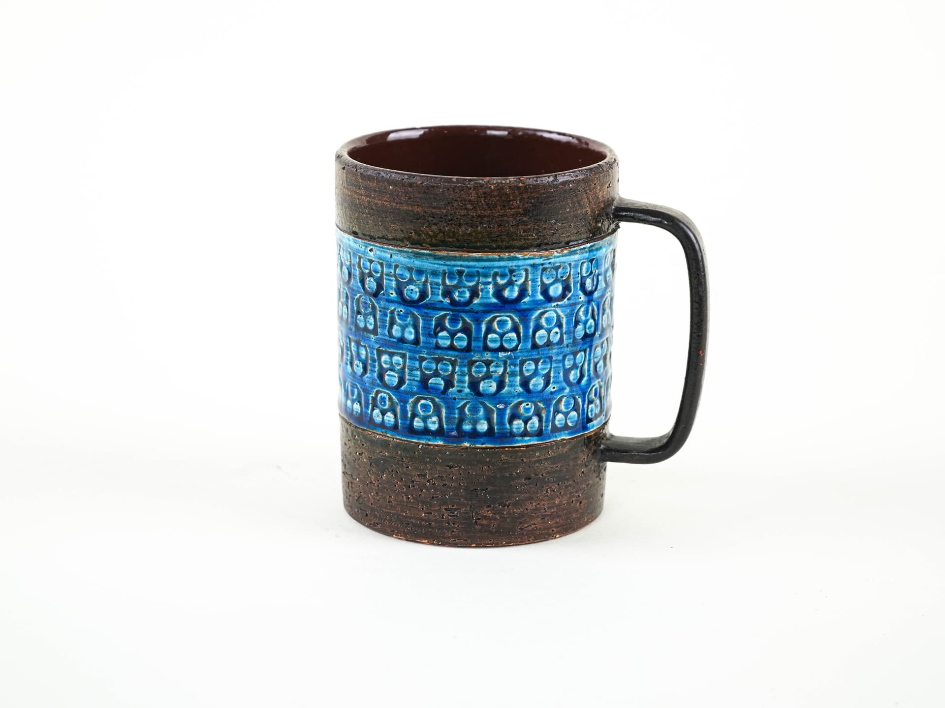 Kubek Trifoglio Blue, brązowy, ceramika, proj. A. Londi, Bitossi, Włochy, lata 60. - 353554