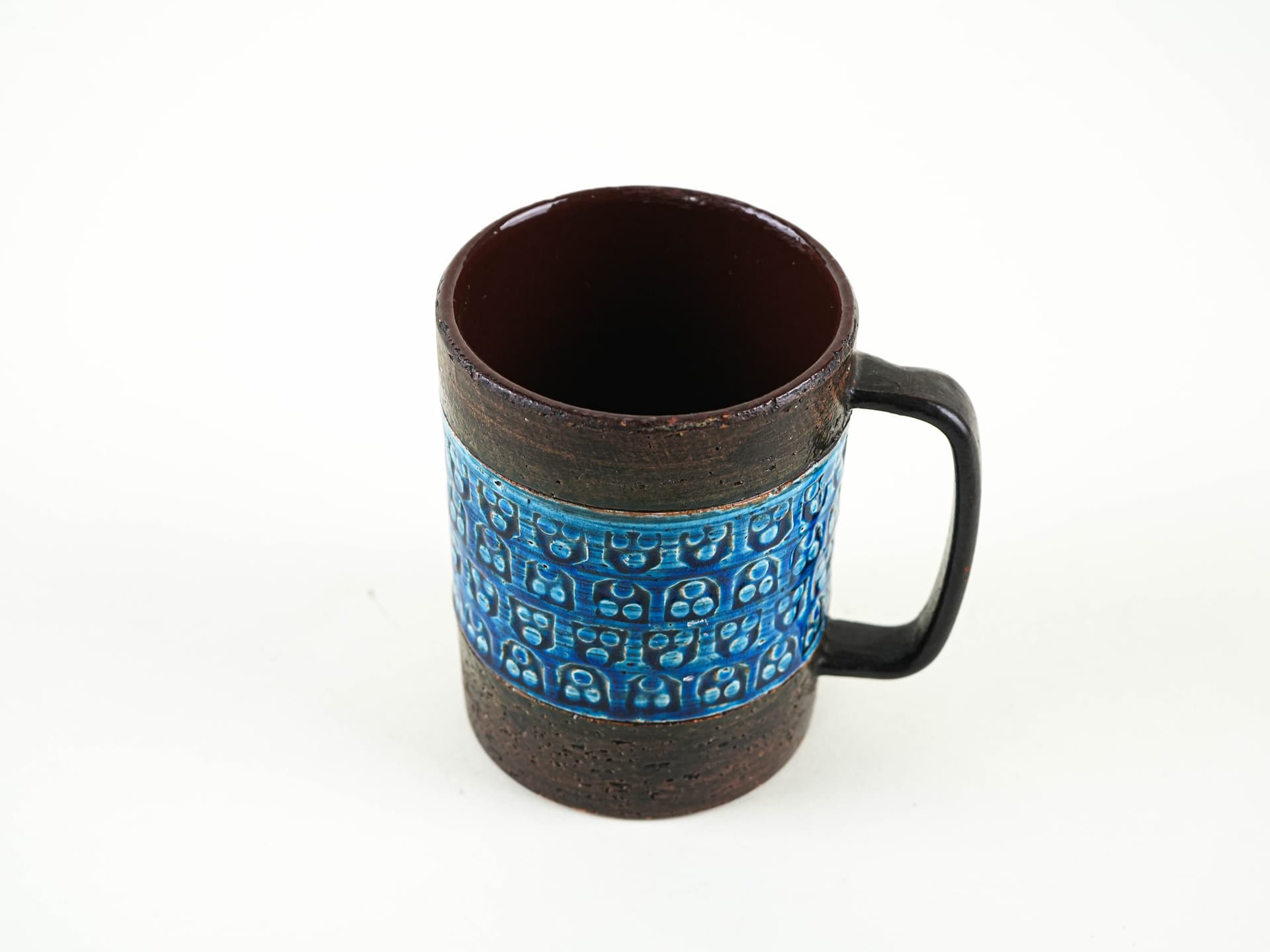 Kubek Trifoglio Blue, brązowy, ceramika, proj. A. Londi, Bitossi, Włochy, lata 60. - 353553