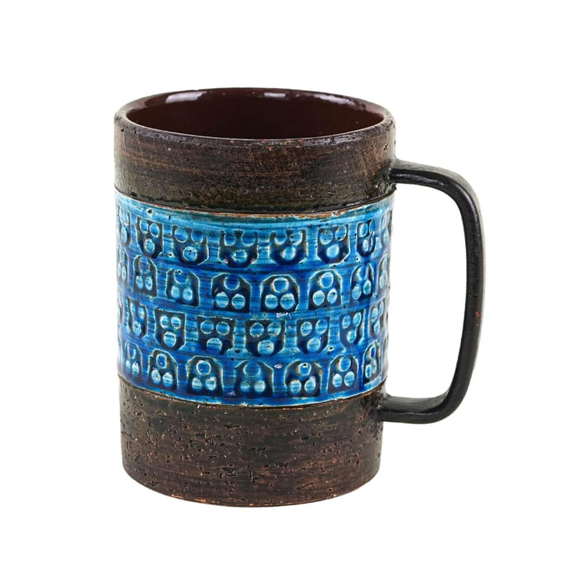 Kubek Trifoglio Blue, brązowy, ceramika, proj. A. Londi, Bitossi, Włochy, lata 60.