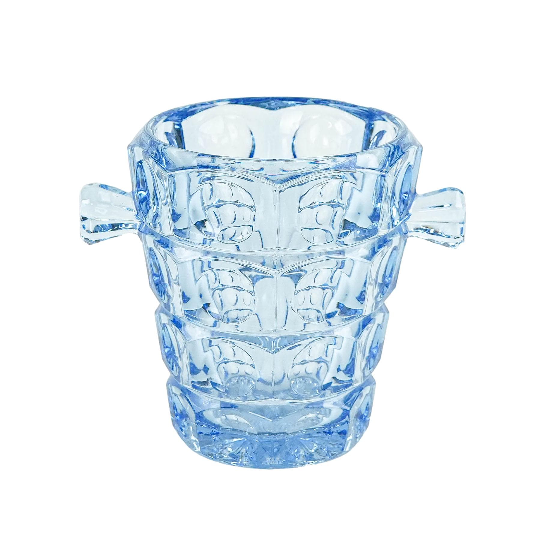 Wiaderko na lód, szkło błękitne transparentne, Holmegaard, Dania, lata 70. - 353557