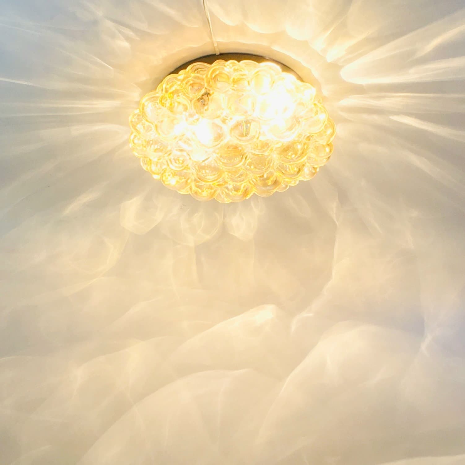 Flush Mount Bubble, light amber glass, by H. Tynell, Limburg, Germany, 1960s - 353572