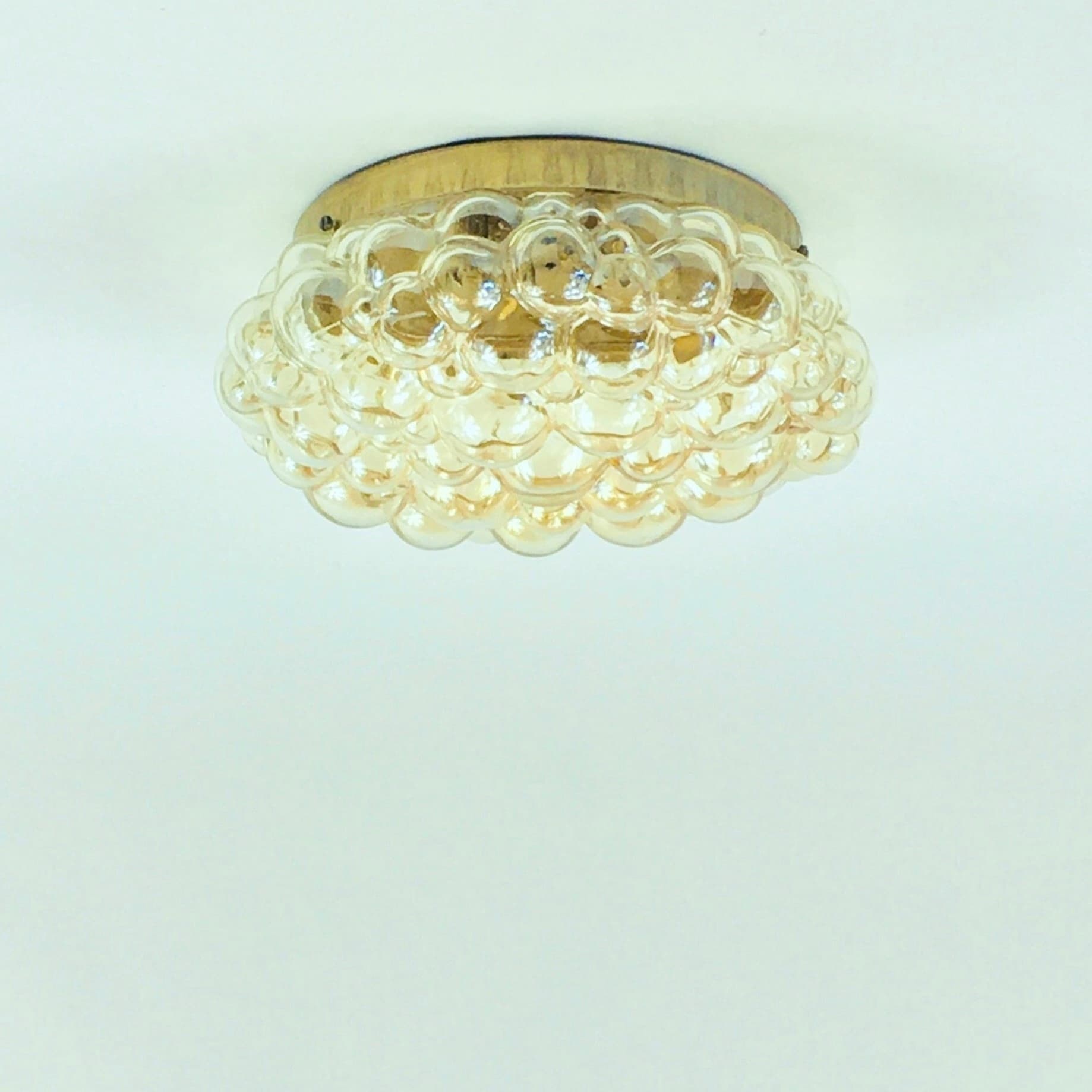Flush Mount Bubble, light amber glass, by H. Tynell, Limburg, Germany, 1960s - 353567