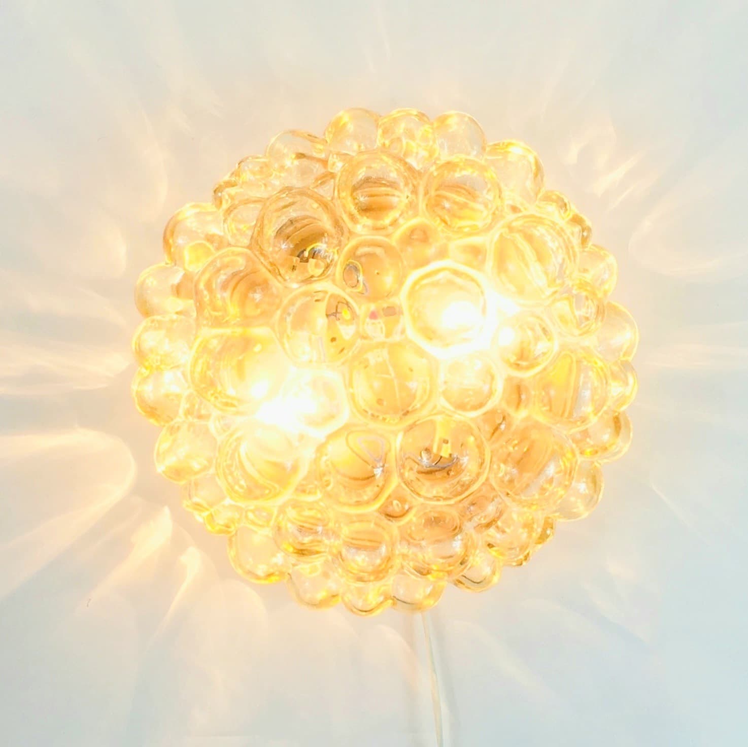 Flush Mount Bubble, light amber glass, by H. Tynell, Limburg, Germany, 1960s - 353571