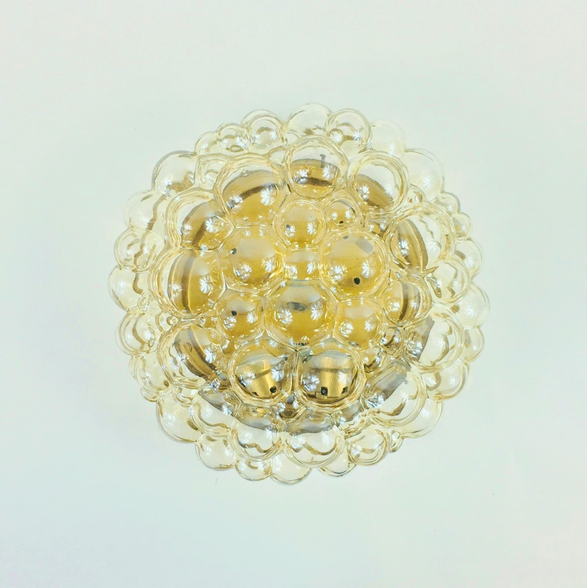 Flush Mount Bubble, light amber glass, by H. Tynell, Limburg, Germany, 1960s - 353569