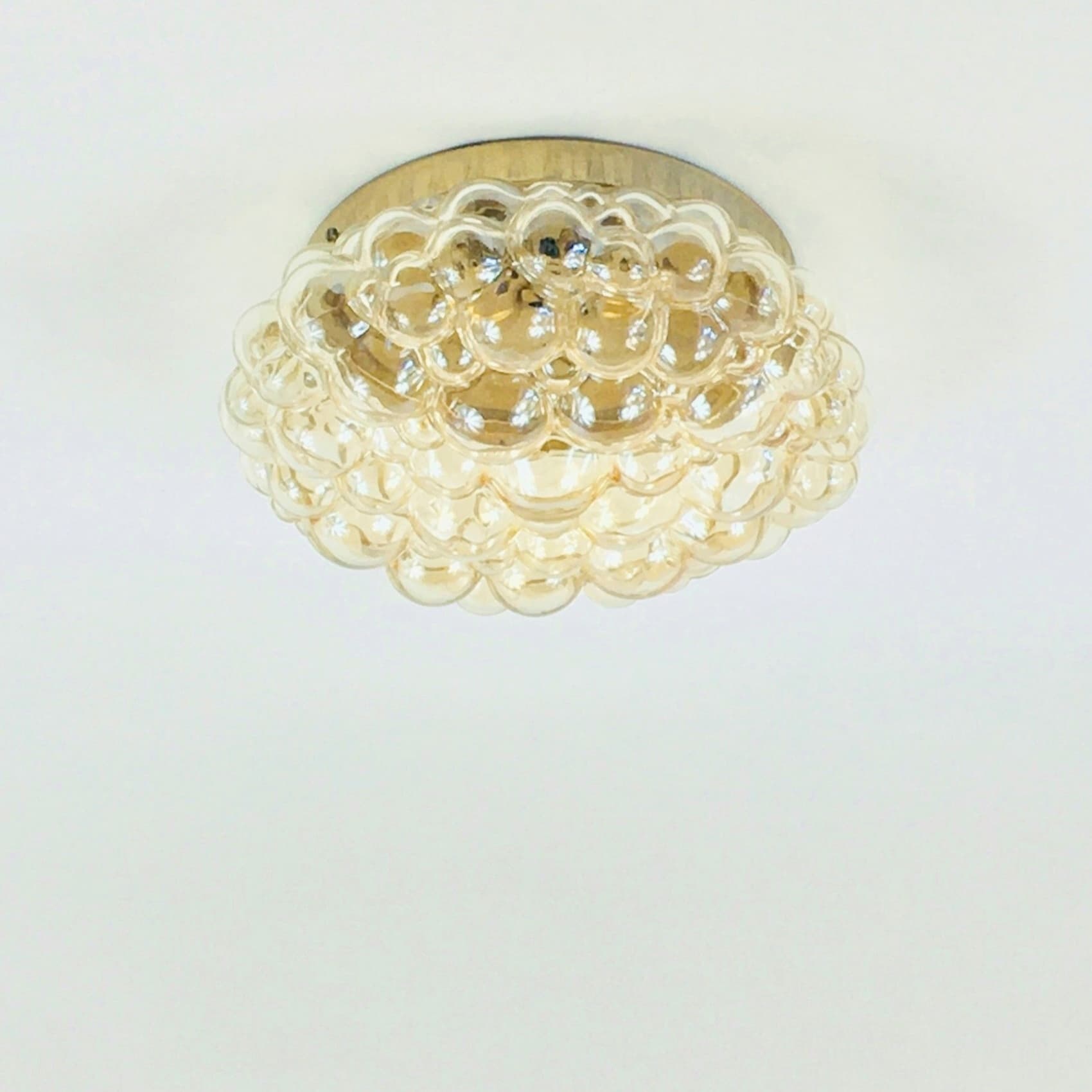 Flush Mount Bubble, light amber glass, by H. Tynell, Limburg, Germany, 1960s - 353566
