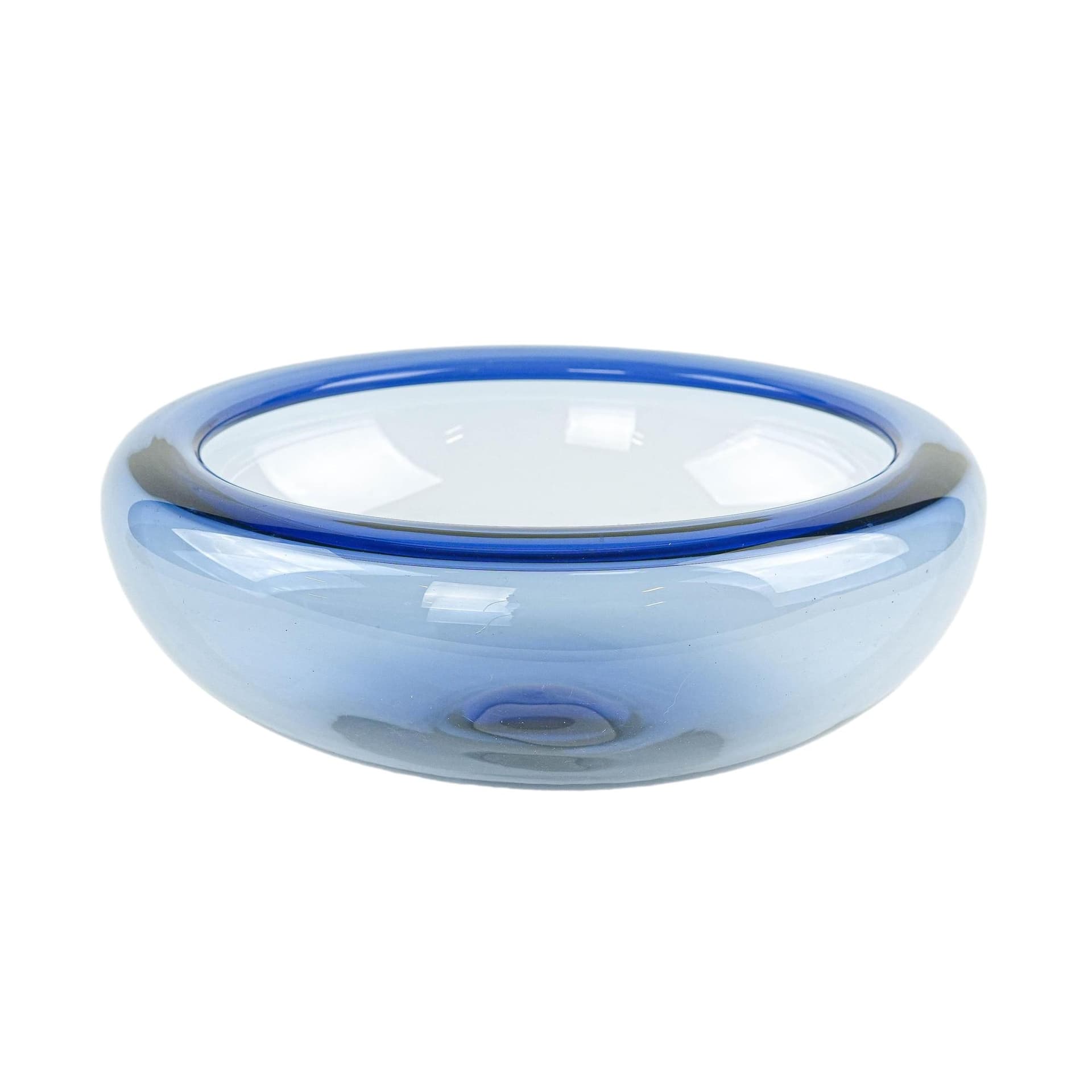 Bowl, blue glass, Holmegaard, Denmark, 1970s.