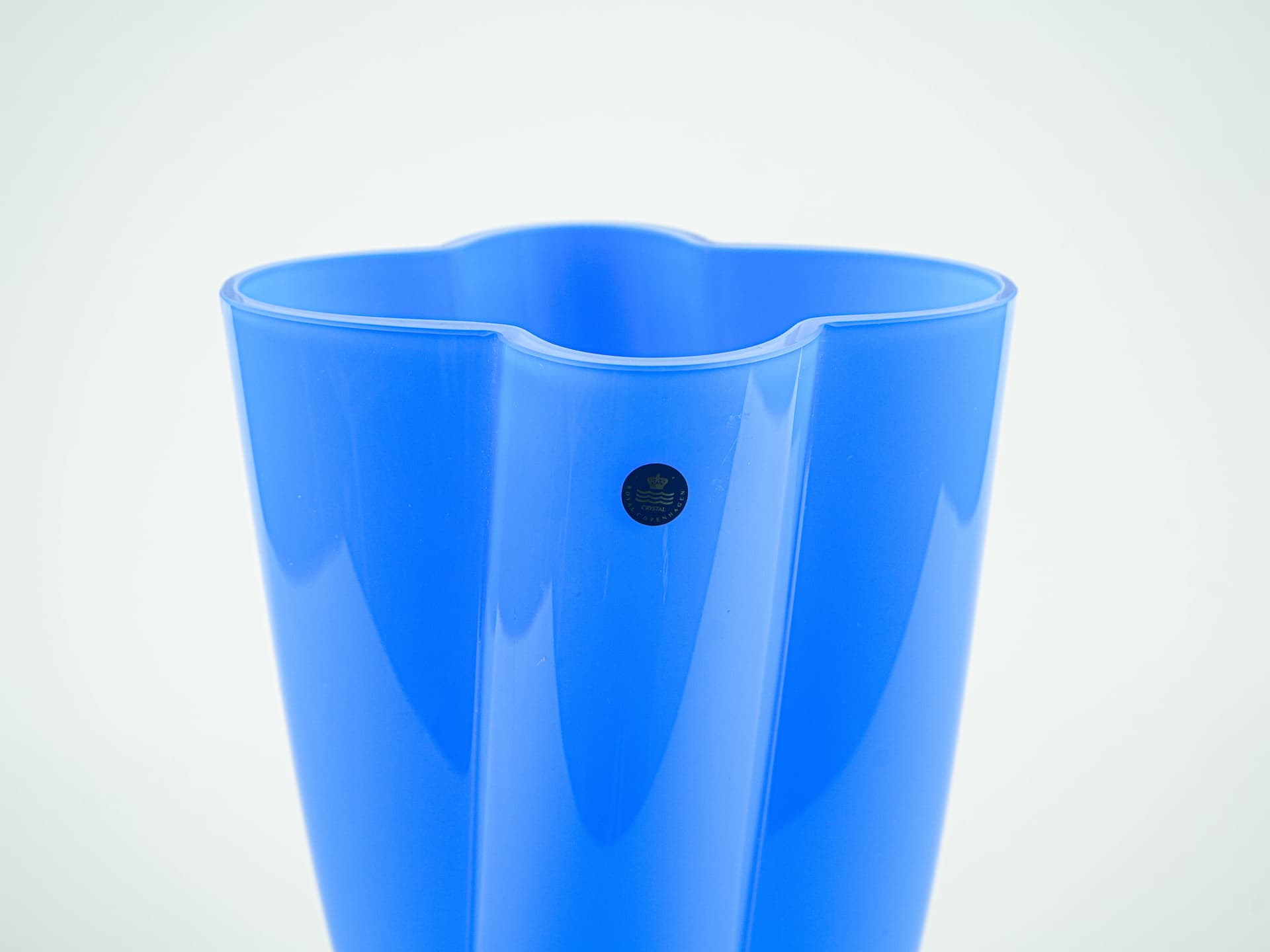 Wazon, szkło niebieski, Royal Copenhagen, Dania, lata 80. - 353613