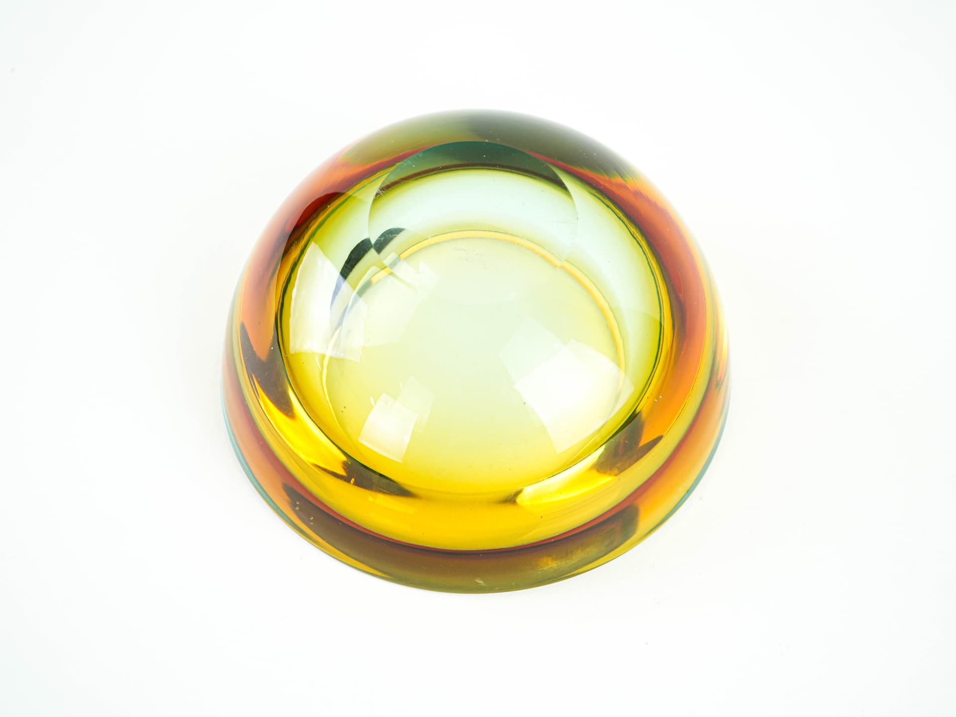 Bowl Sommerso, Murano, yellow turquoise glass, Italy, 1970s. - 353642