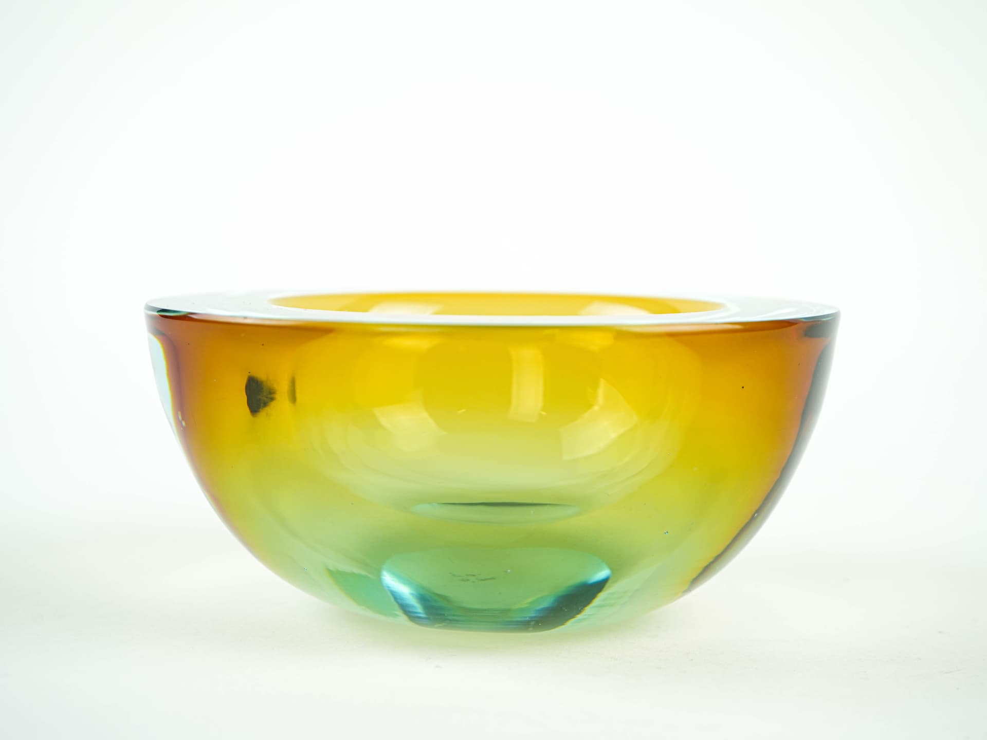 Bowl Sommerso, Murano, yellow turquoise glass, Italy, 1970s. - 353637