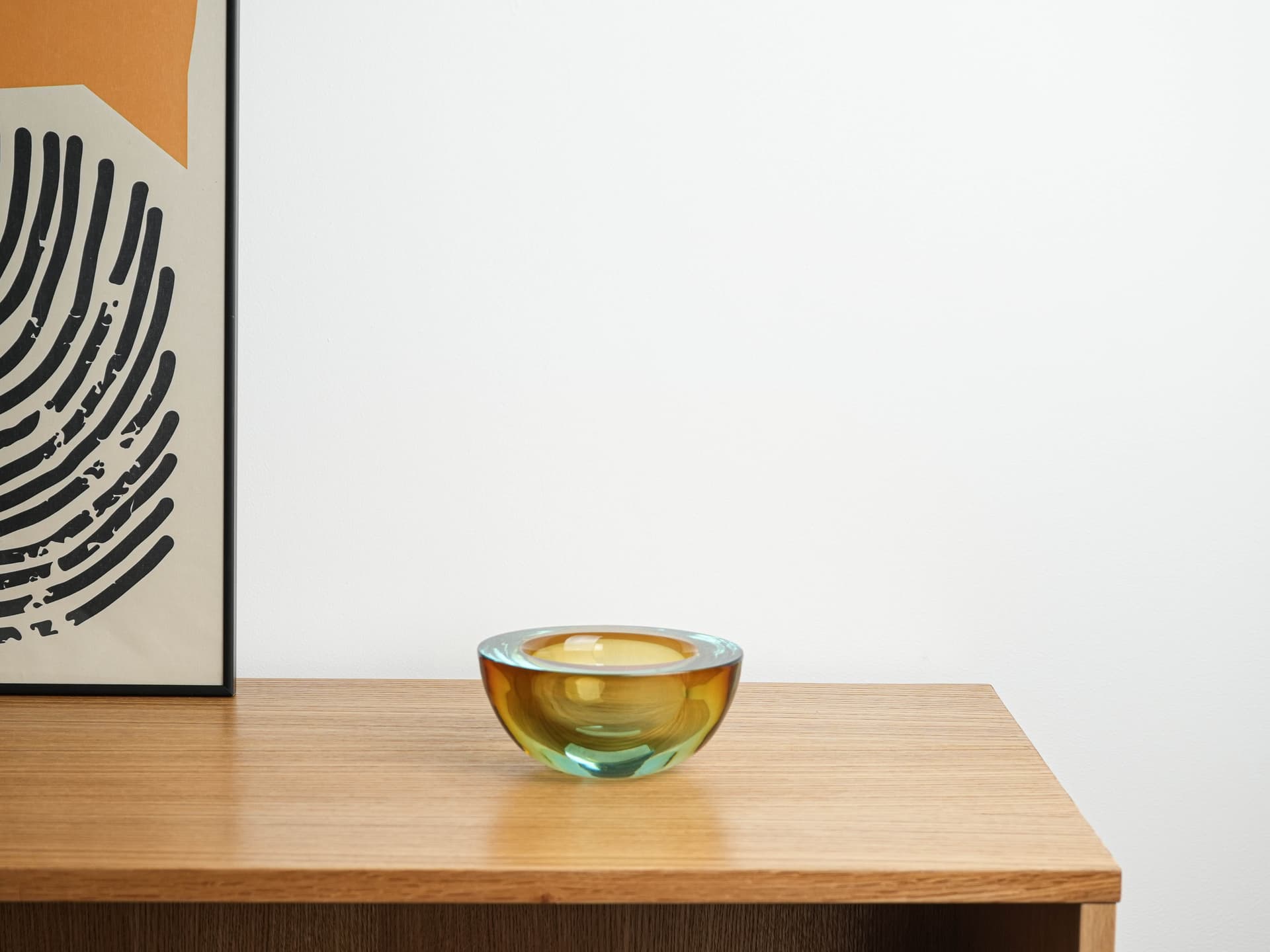 Bowl Sommerso, Murano, yellow turquoise glass, Italy, 1970s. - 353643