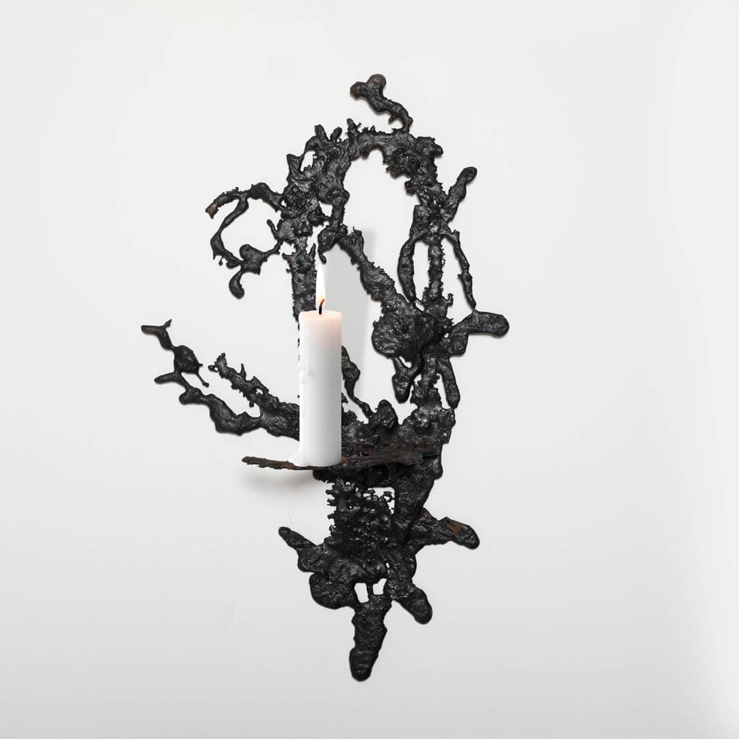 Wall candelabra, black iron, Poland, 1960s. - 353660