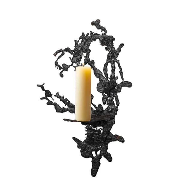 Wall candelabra, black iron, Poland, 1960s. - DIMENSION
