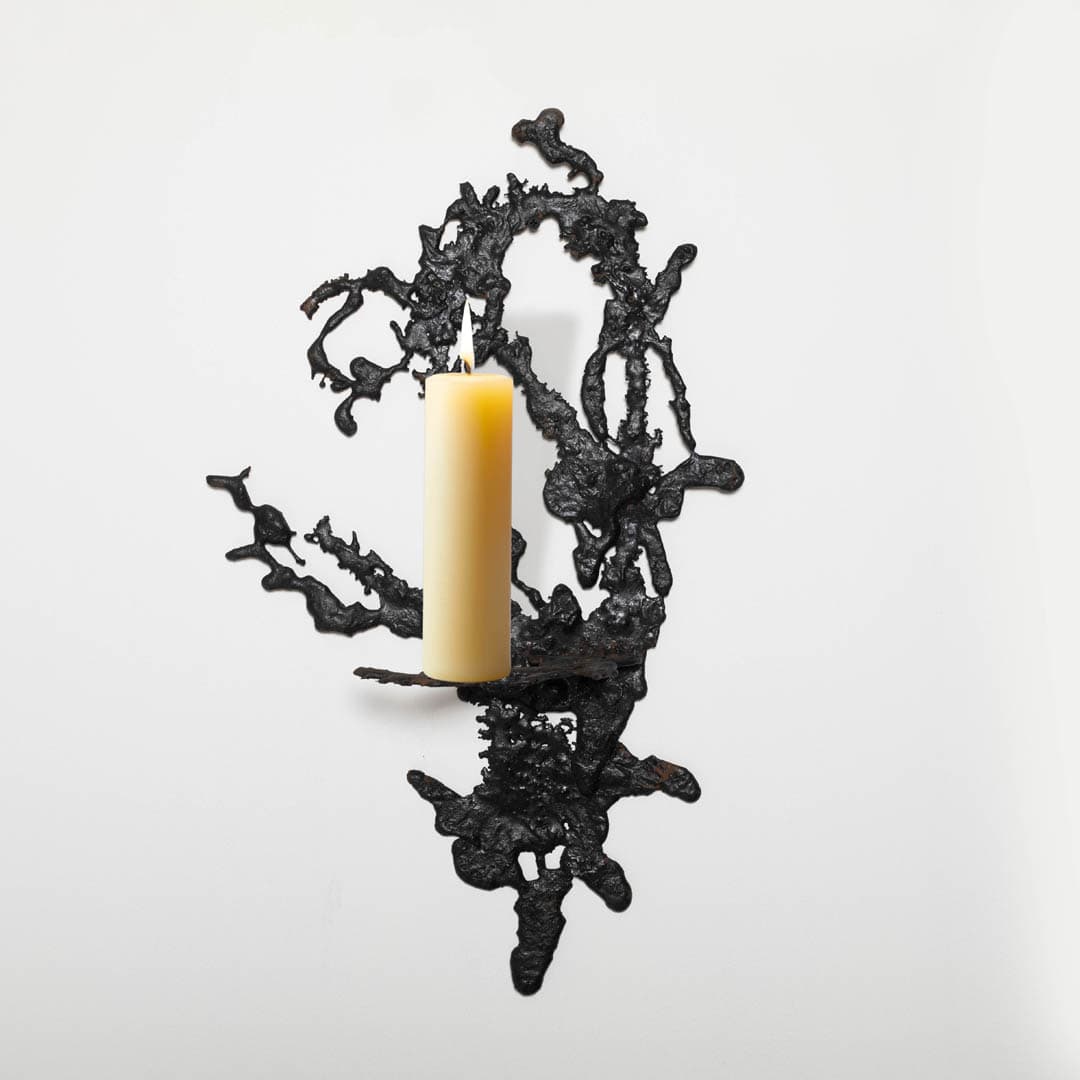 Wall candelabra, black iron, Poland, 1960s. - 353658