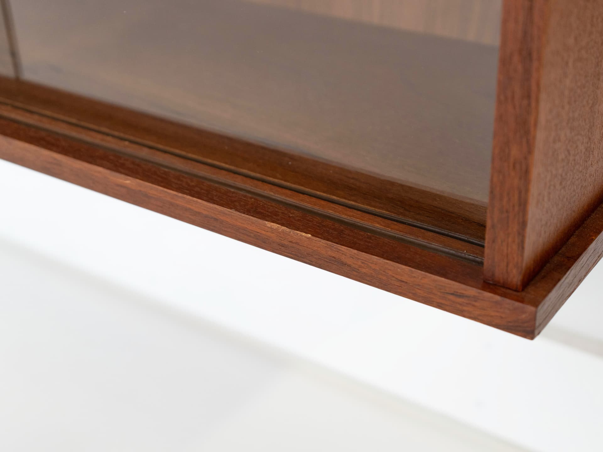 Regał systemowy, teak brązowy, szkło transparentny, Dania, lata 60. - 353788