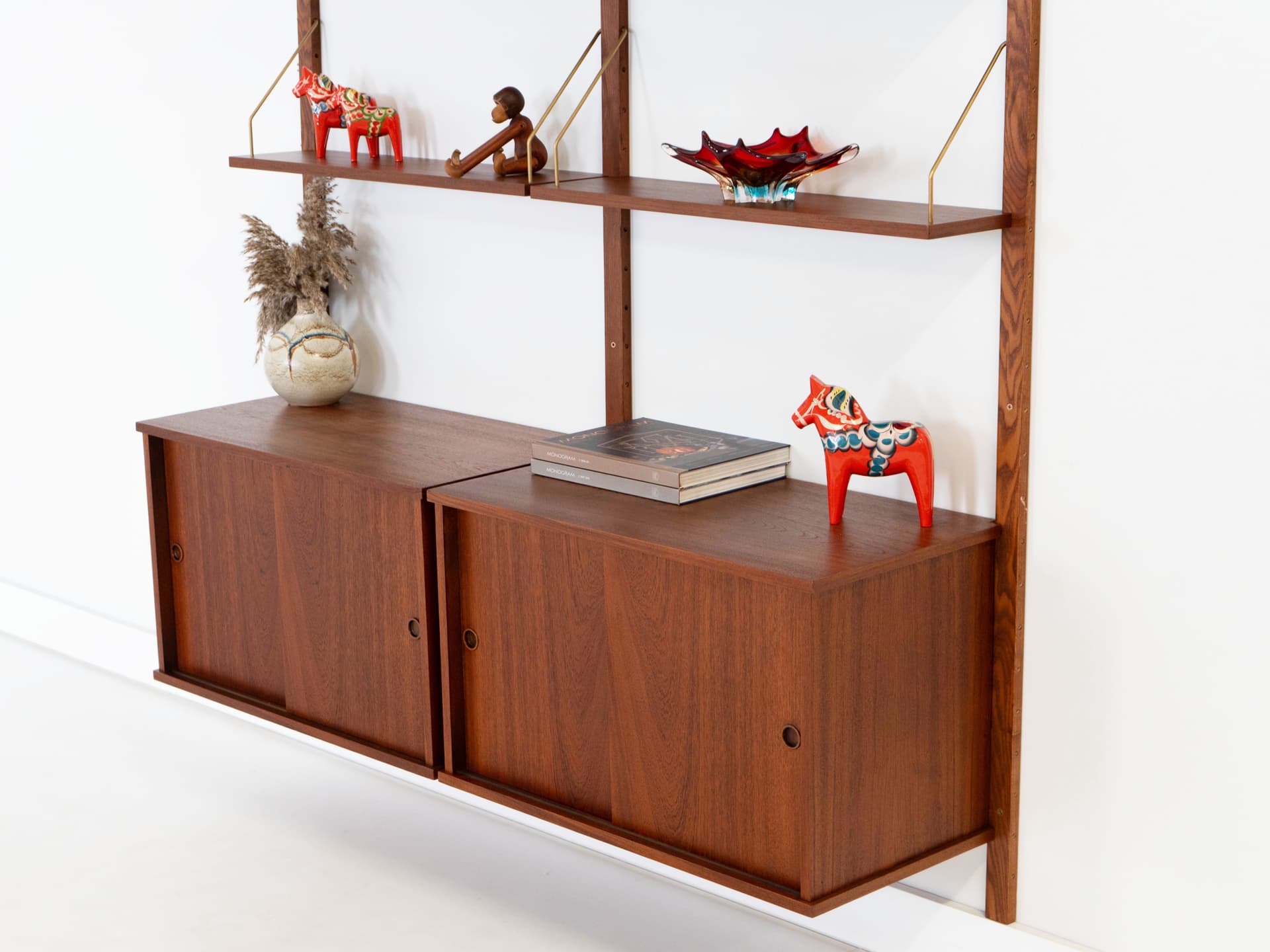 Regał systemowy, teak brązowy, Dania, lata 60. - 353805
