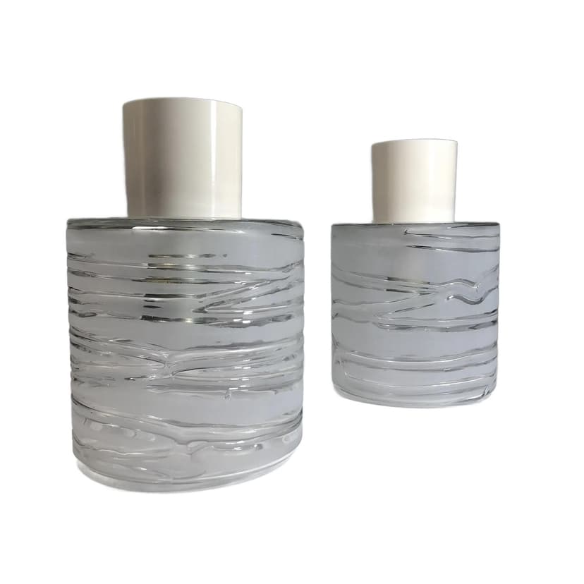 Pair of ceiling lamps, ivory white glass, Doria Leuchten, Germany, 1970s.