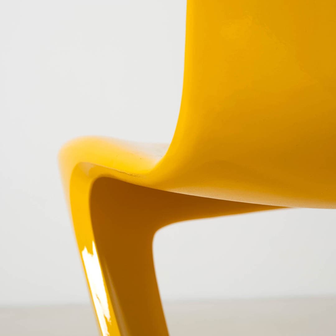Set of four Z-STUHL chairs, yellow plastic, by E. Moeckl, Germany, 1970s. - 353938