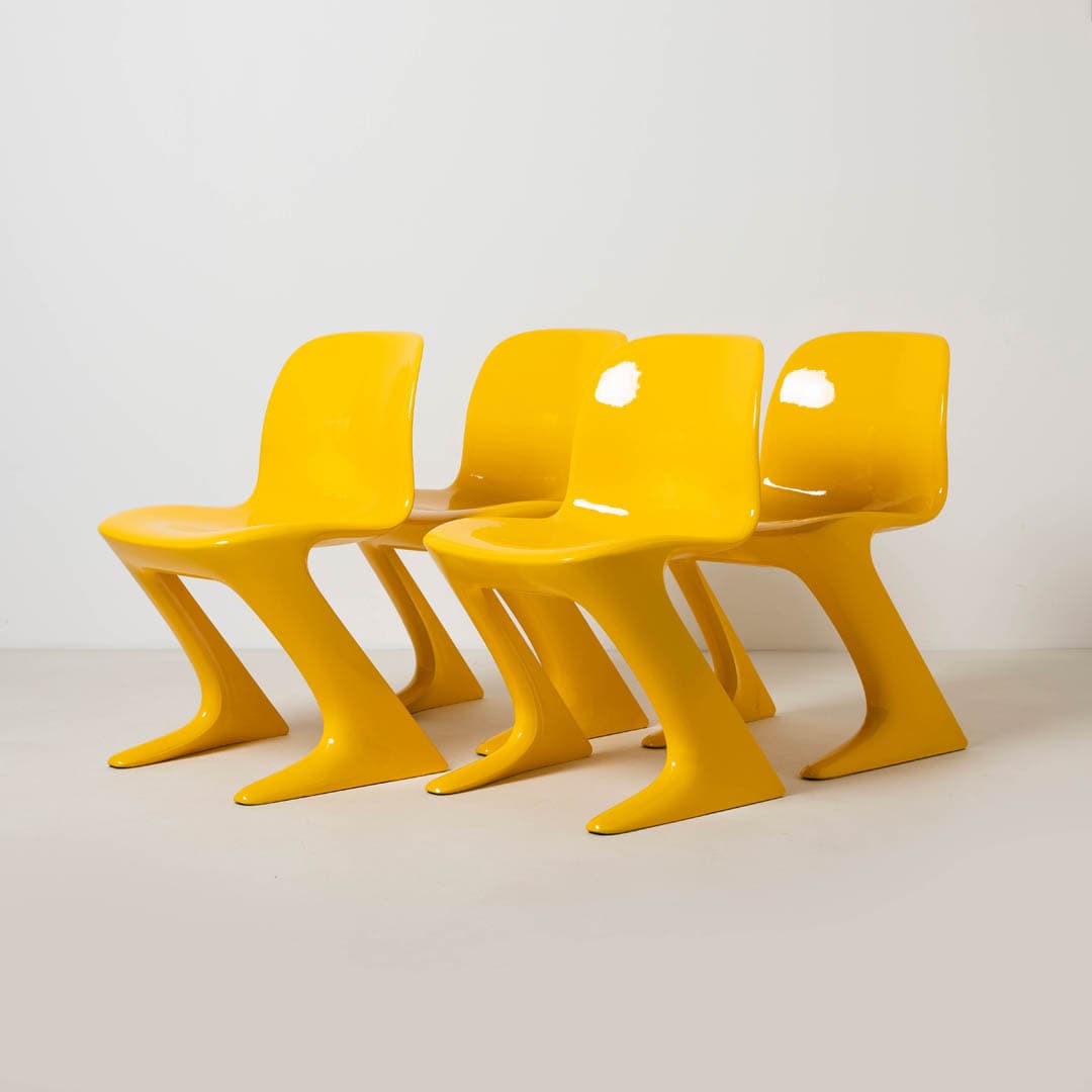 Set of four Z-STUHL chairs, yellow plastic, by E. Moeckl, Germany, 1970s. - 353928