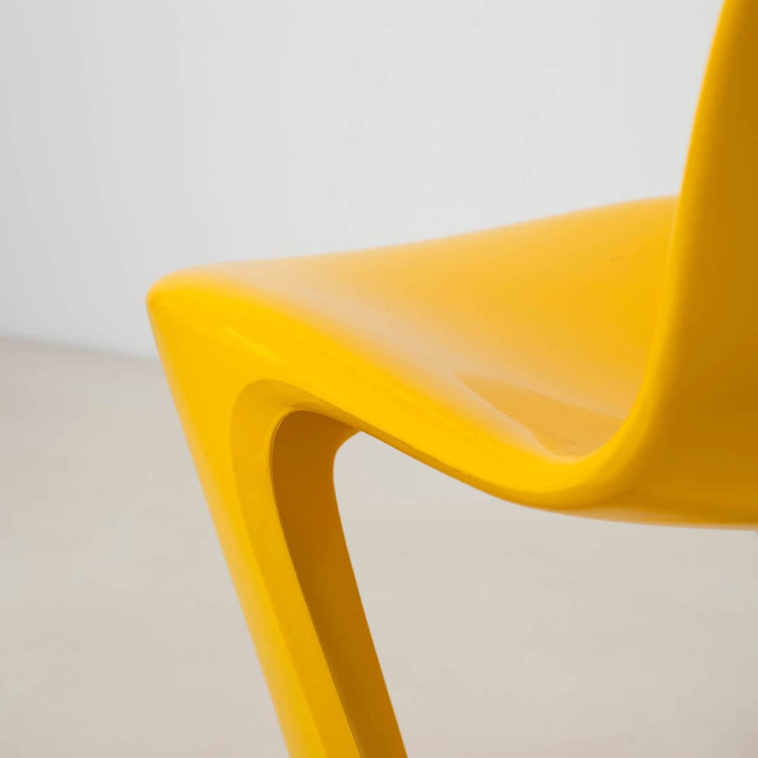 Set of four Z-STUHL chairs, yellow plastic, by E. Moeckl, Germany, 1970s. - 353937