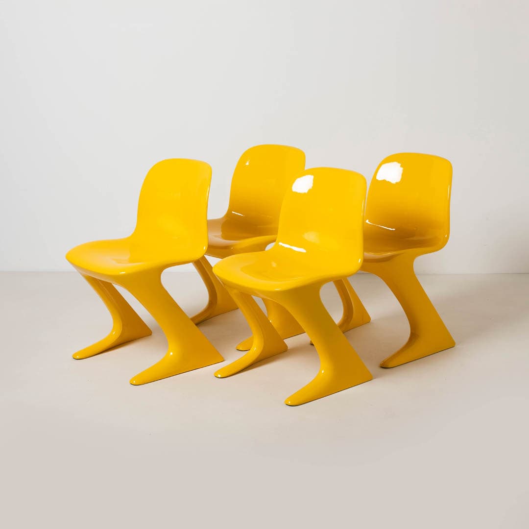 Set of four Z-STUHL chairs, yellow plastic, by E. Moeckl, Germany, 1970s. - 353924